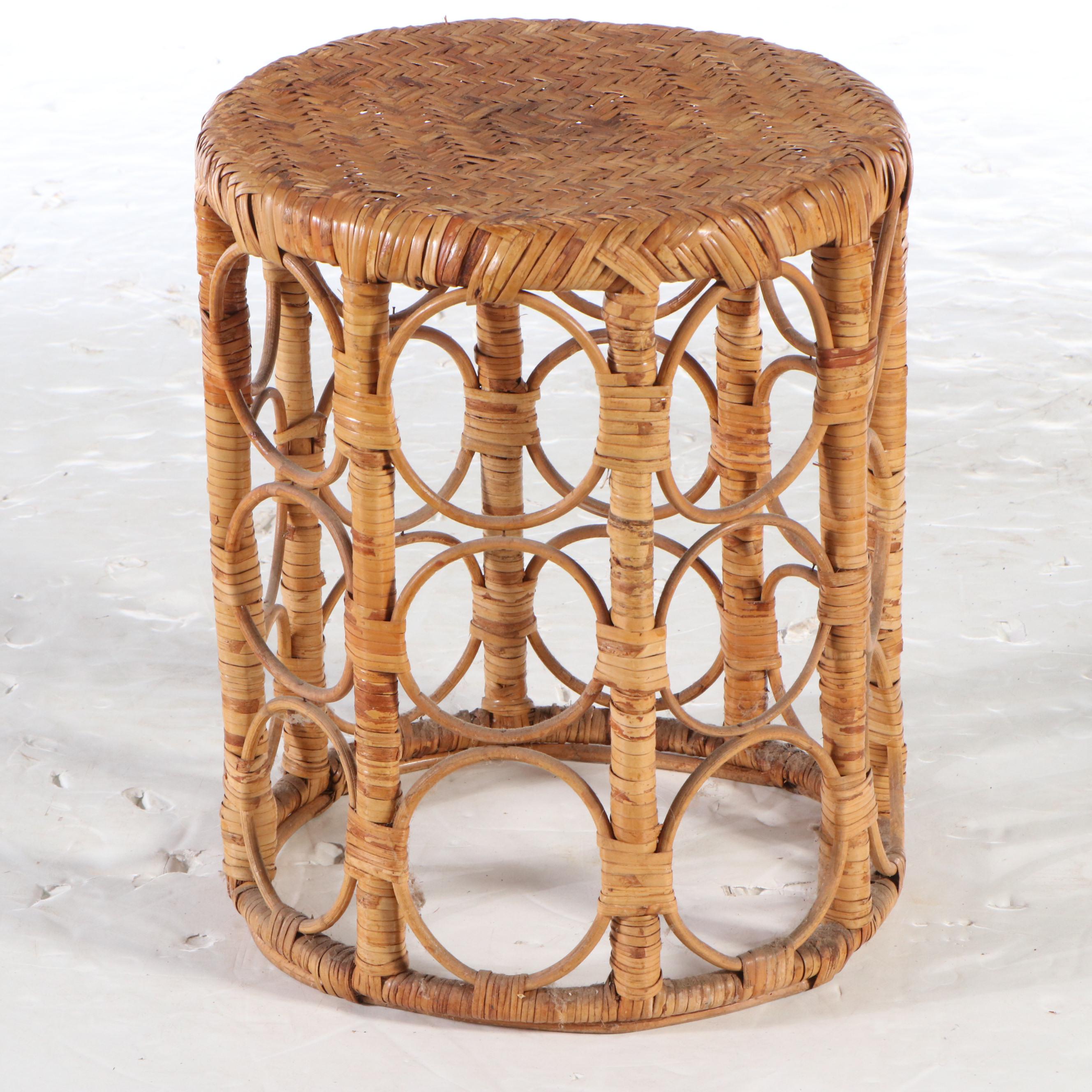 Set of the Three Mid Century Modern Style Bamboo and Rattan Side Tables
