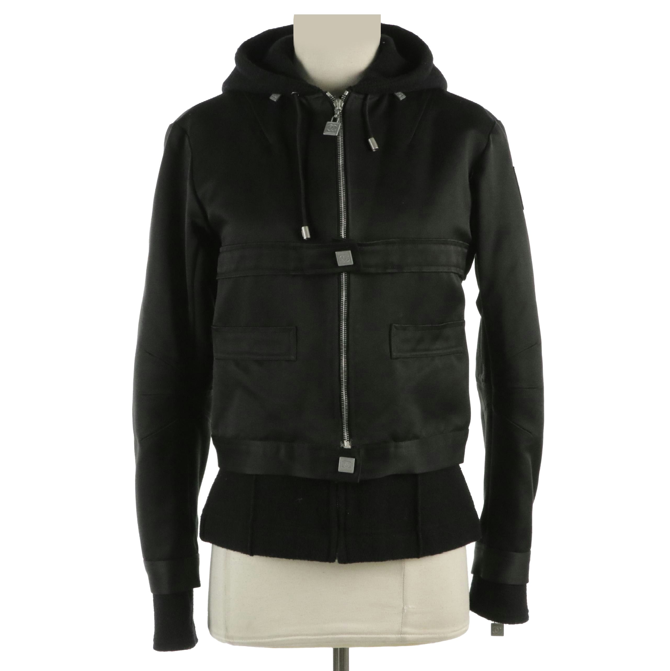 Chanel Identification Sports Line Wool-Lined Hooded Zip Jacket, 2000s