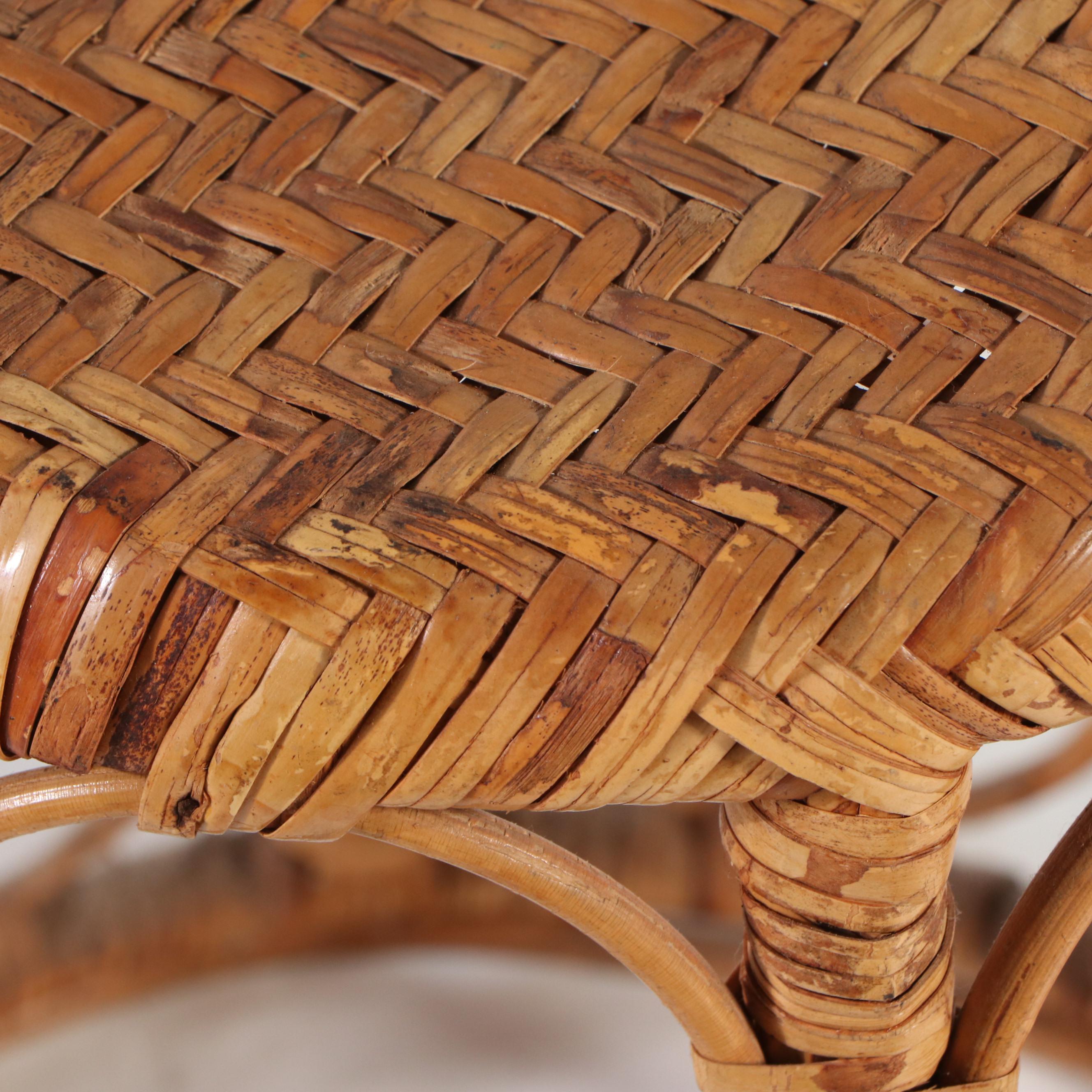 Set of the Three Mid Century Modern Style Bamboo and Rattan Side Tables