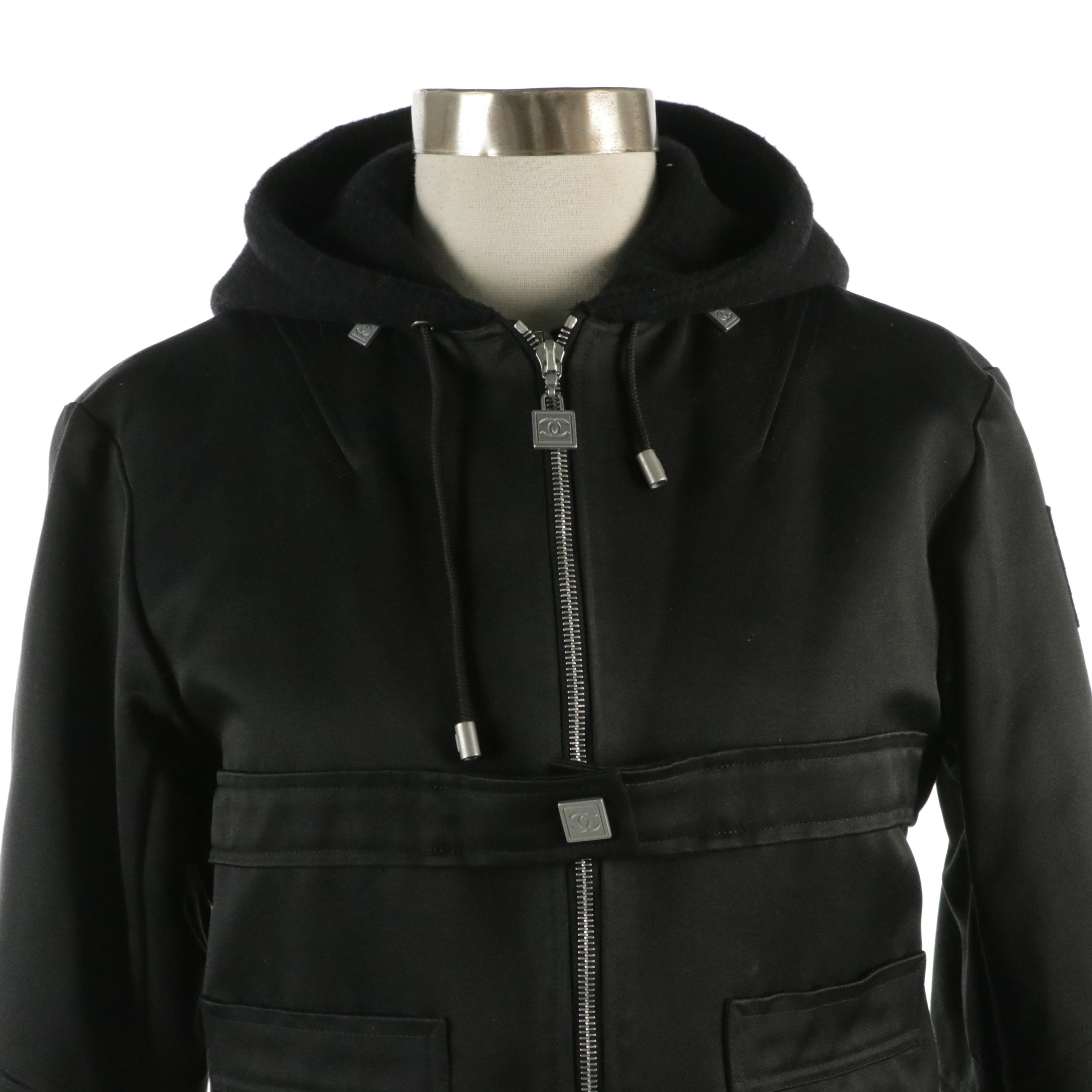 Chanel Identification Sports Line Wool-Lined Hooded Zip Jacket, 2000s