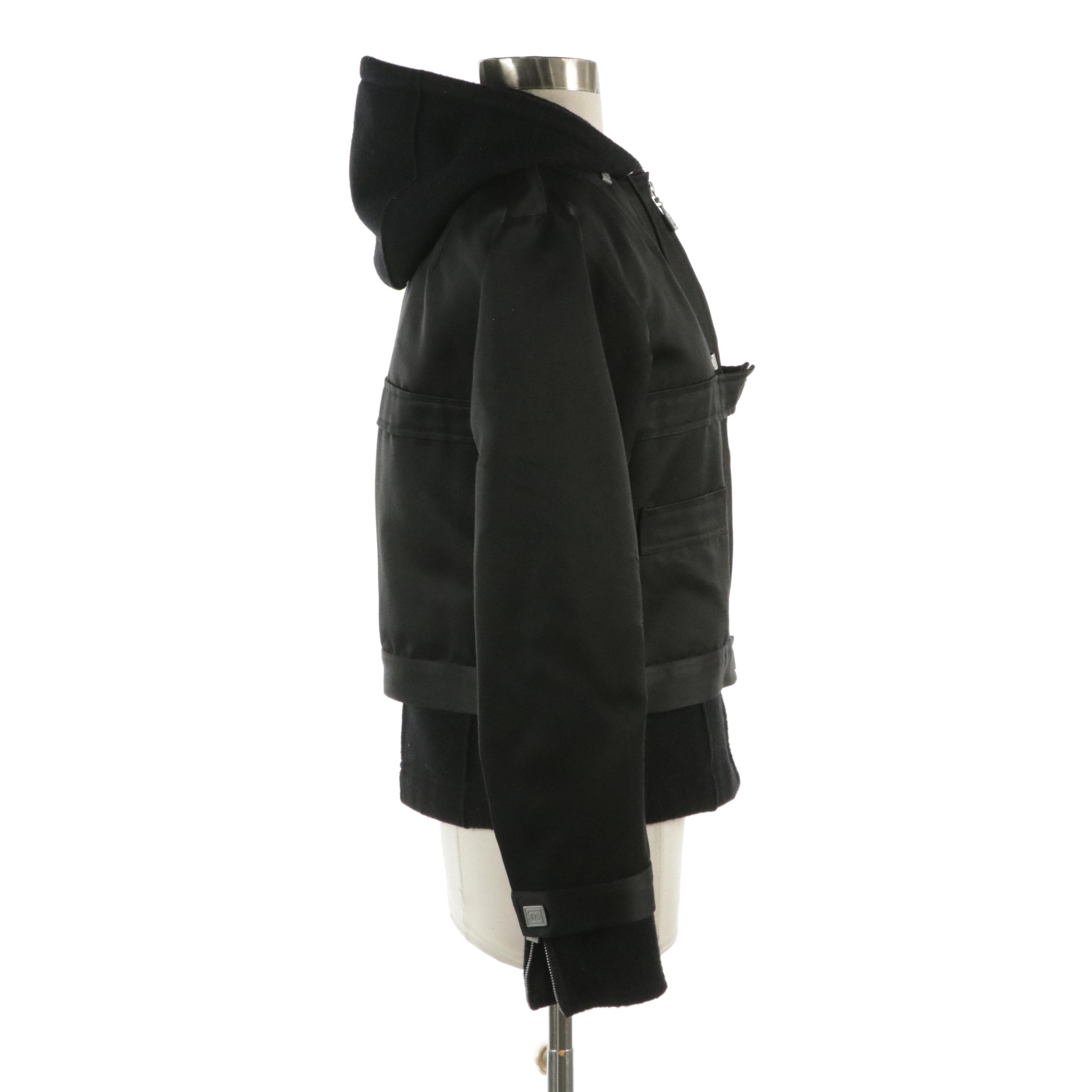 Chanel Identification Sports Line Wool-Lined Hooded Zip Jacket, 2000s