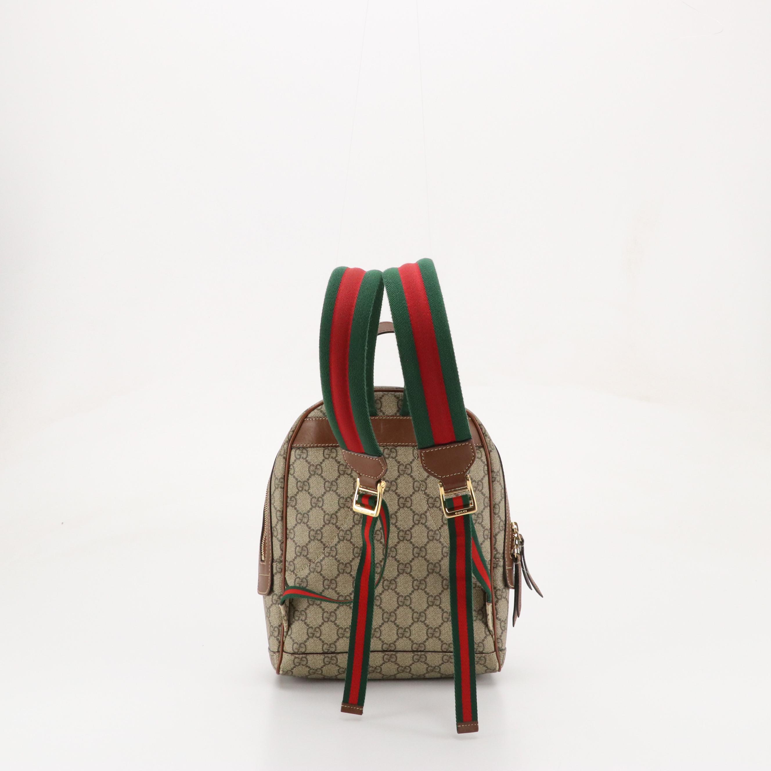 Gucci Europe Exclusive Bee and Floral Applique GG Supreme & Leather Backpack