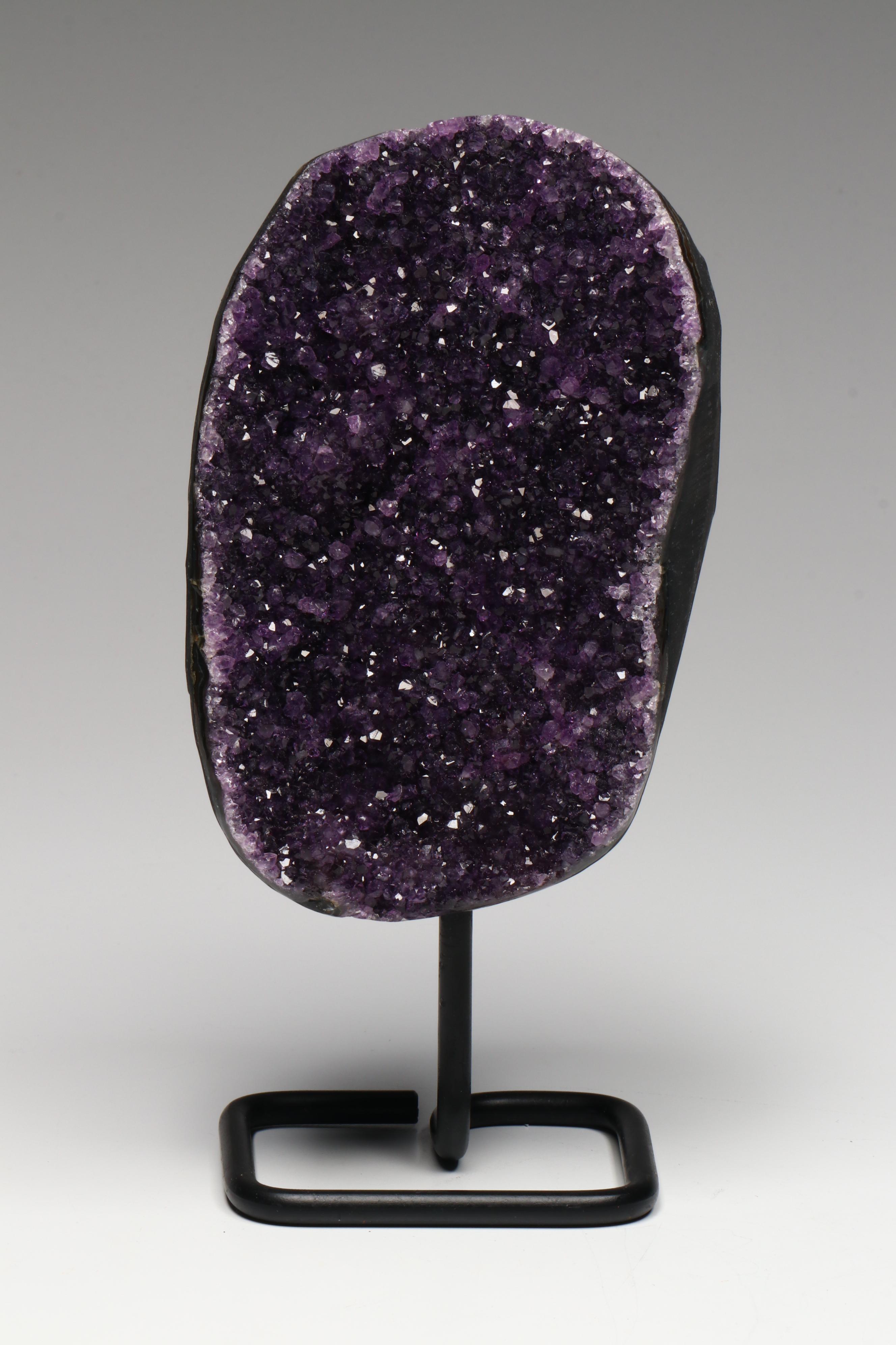 Amethyst Specimens on Modern Metal Stands