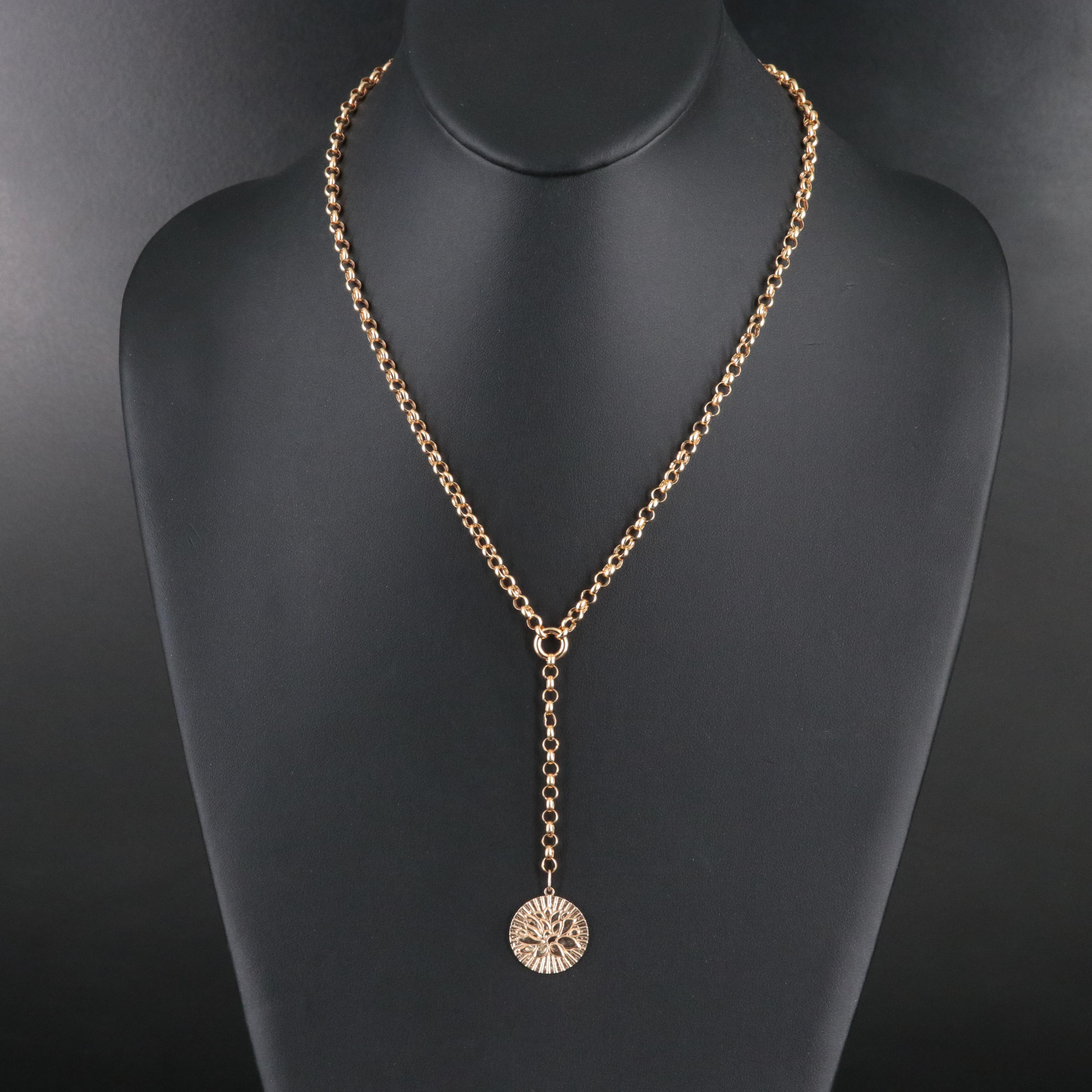 10K Lotus Flower Lariat Necklace