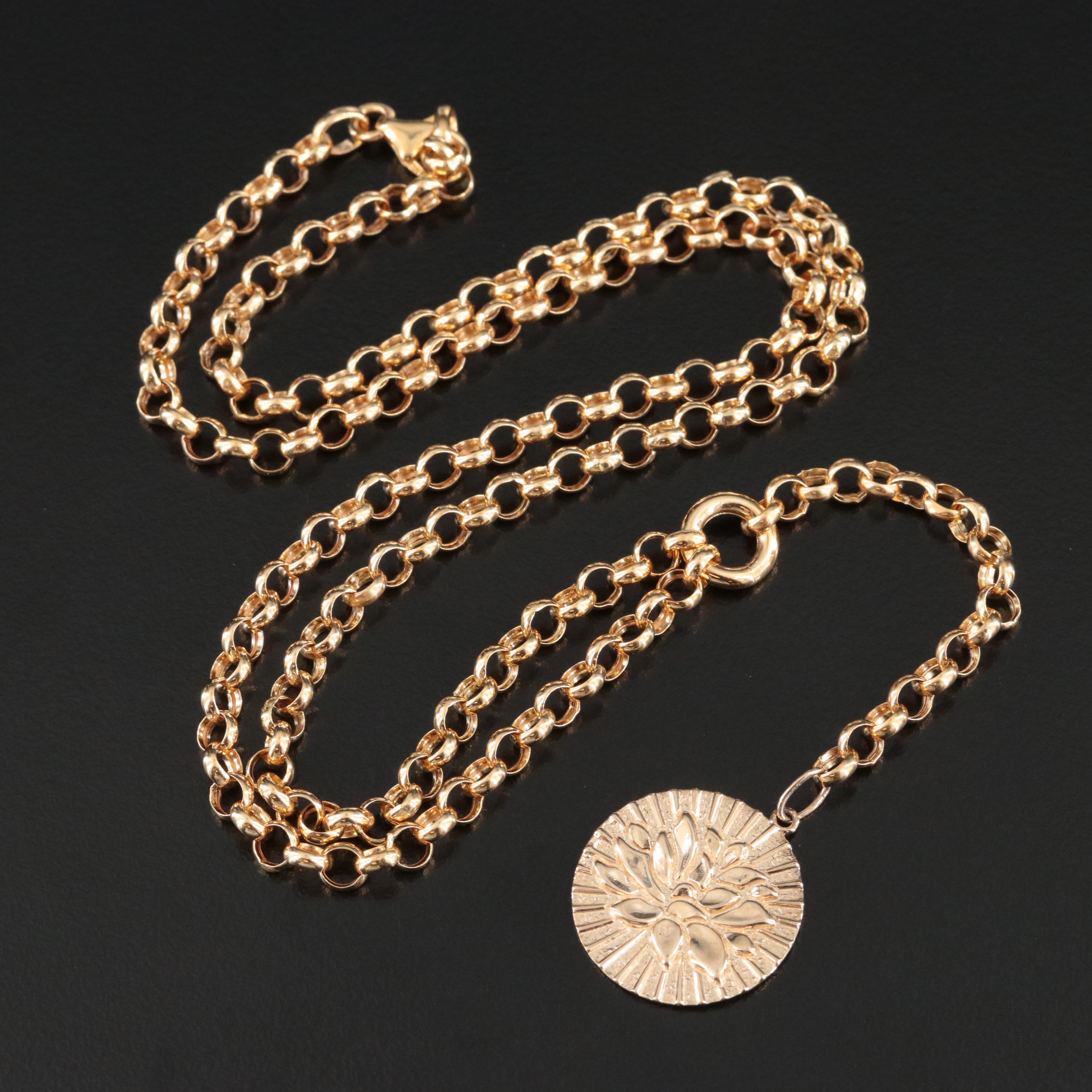 10K Lotus Flower Lariat Necklace