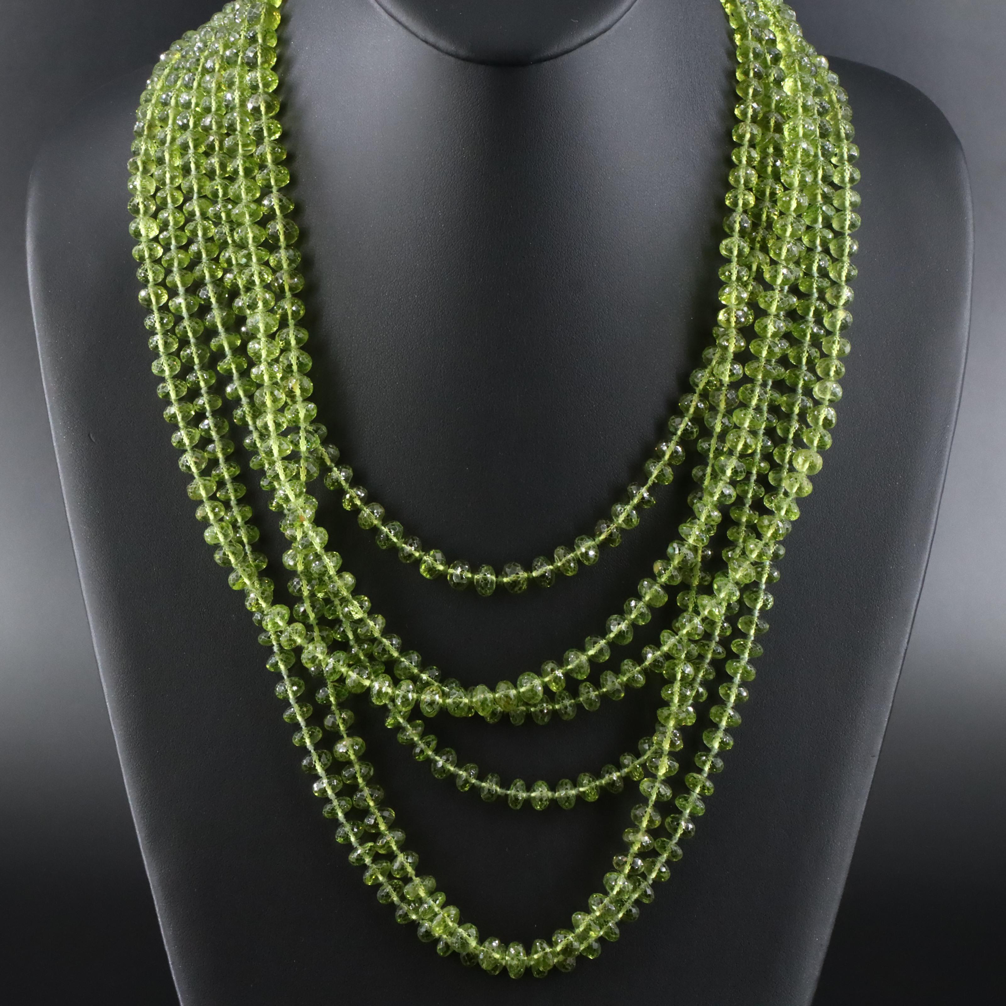 Peridot Bead Necklaces with 14K Clasps