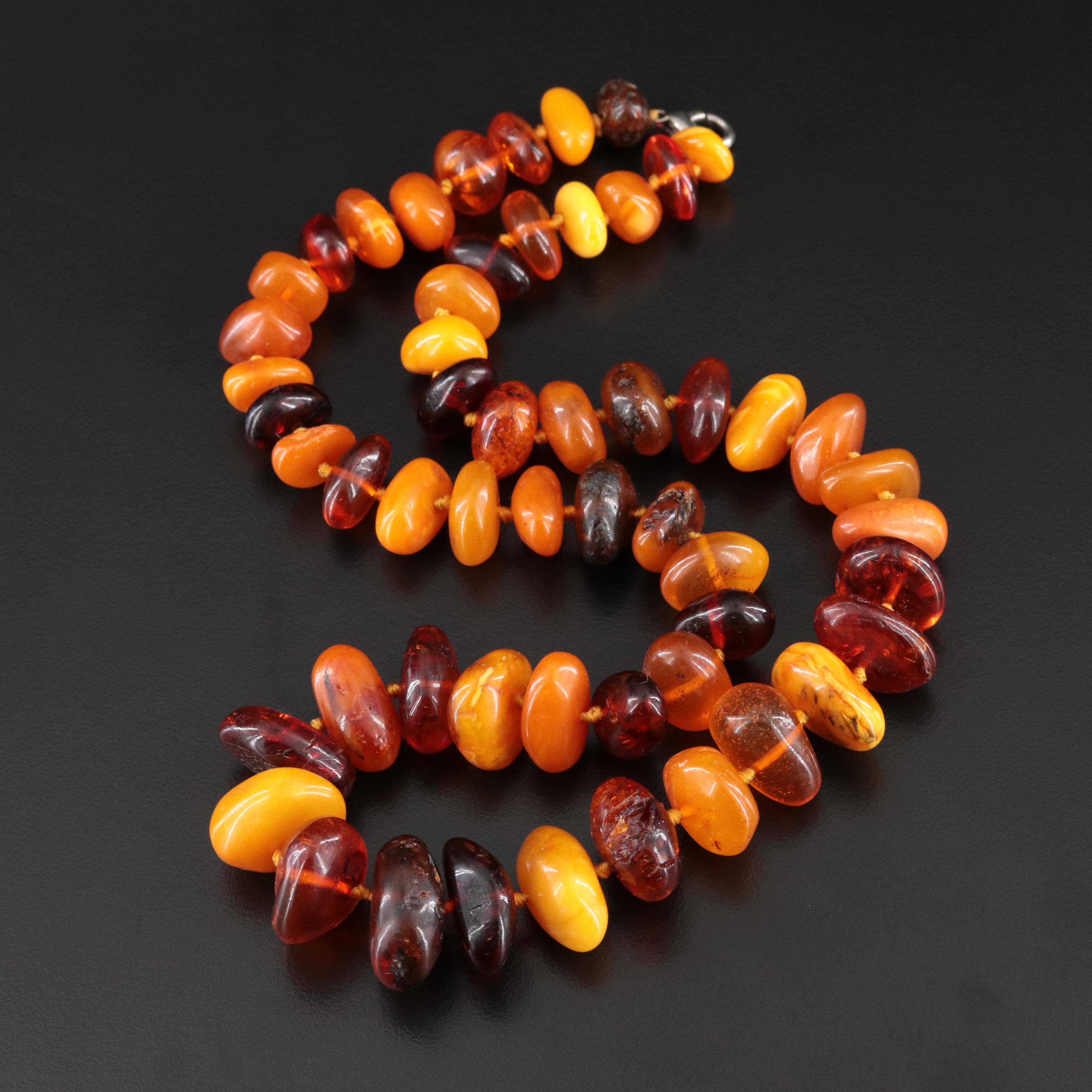 Graduated Amber Bead Necklace