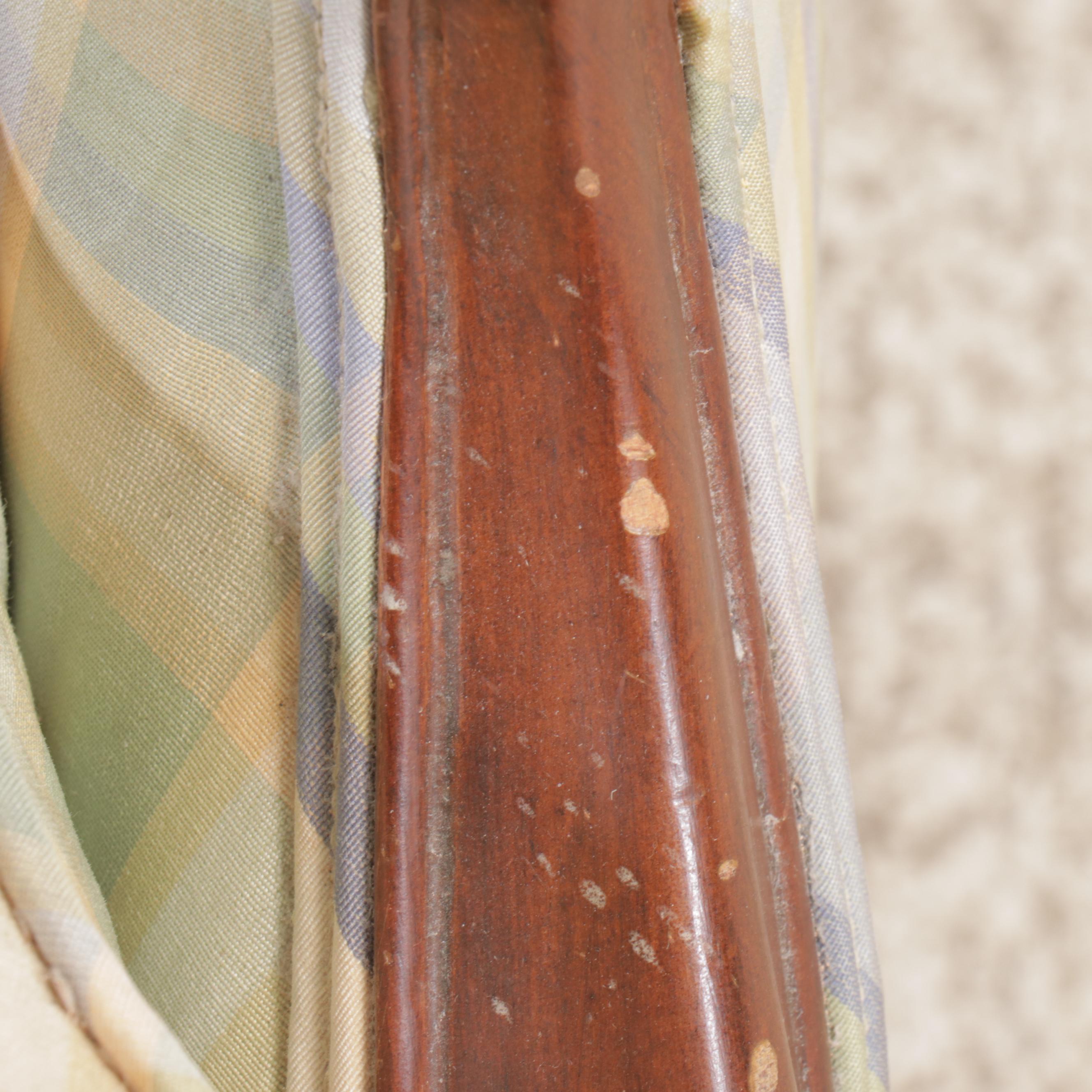 Louis XV Style Walnut and Plaid Upholstered Bergère