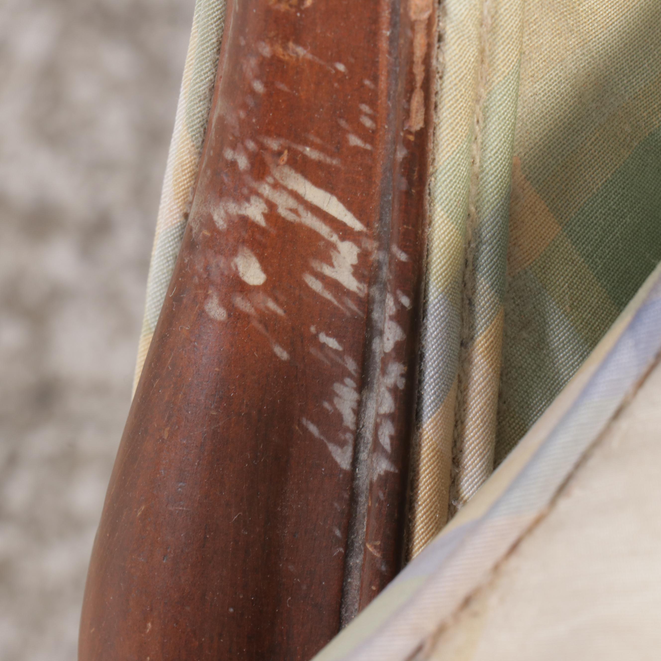 Louis XV Style Walnut and Plaid Upholstered Bergère