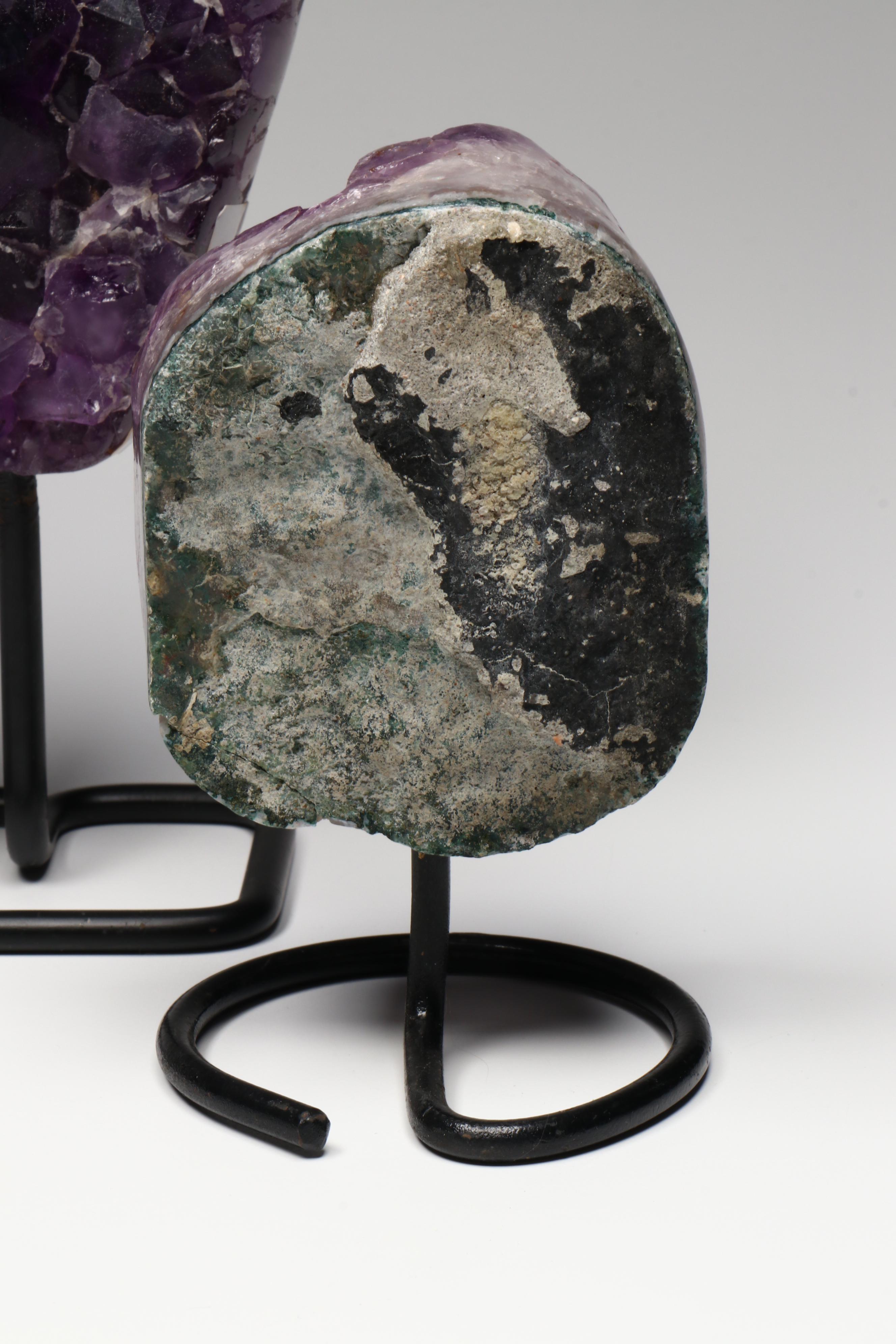 Amethyst Specimens on Modern Metal Stands