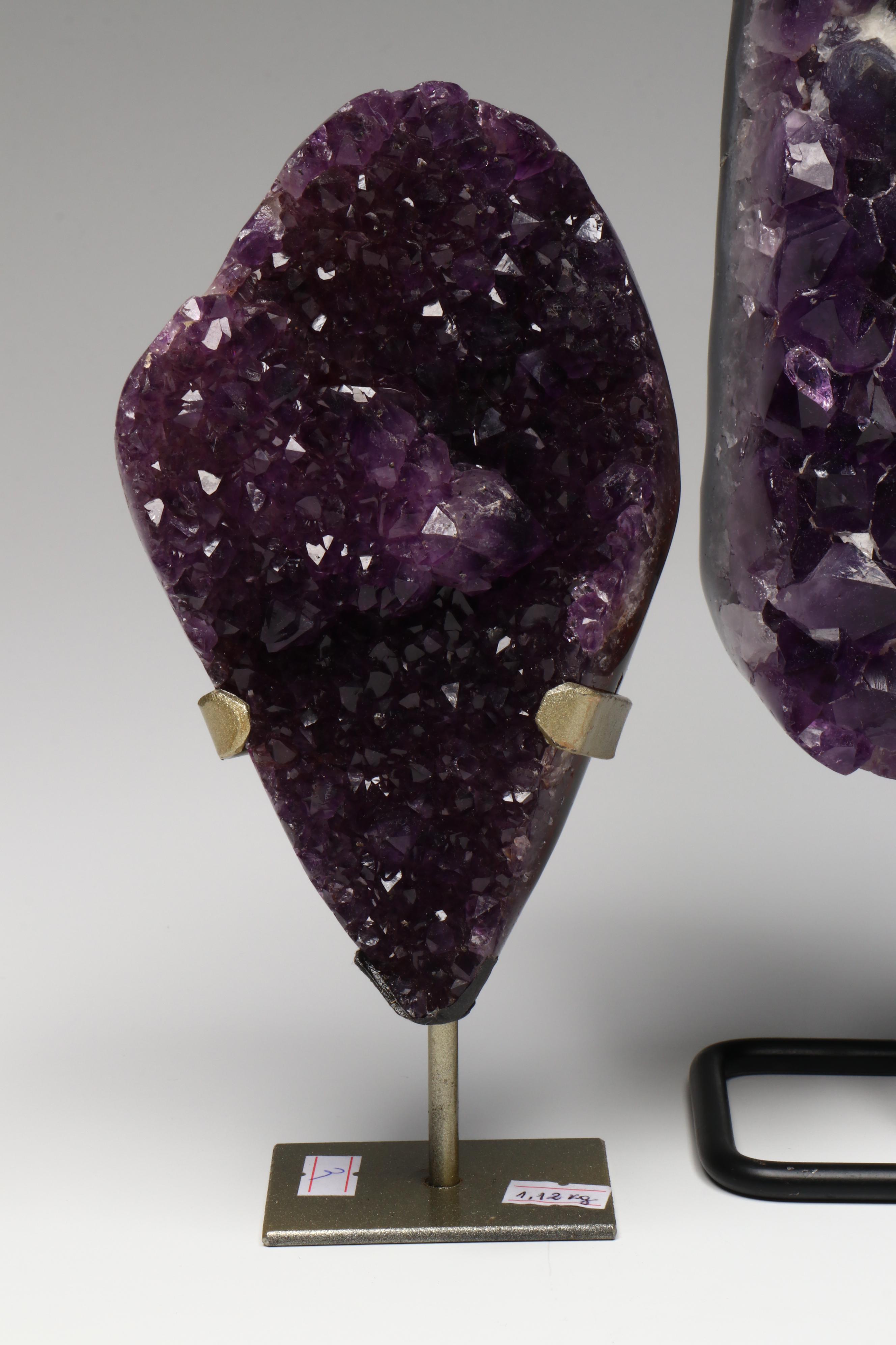 Amethyst Specimens on Modern Metal Stands