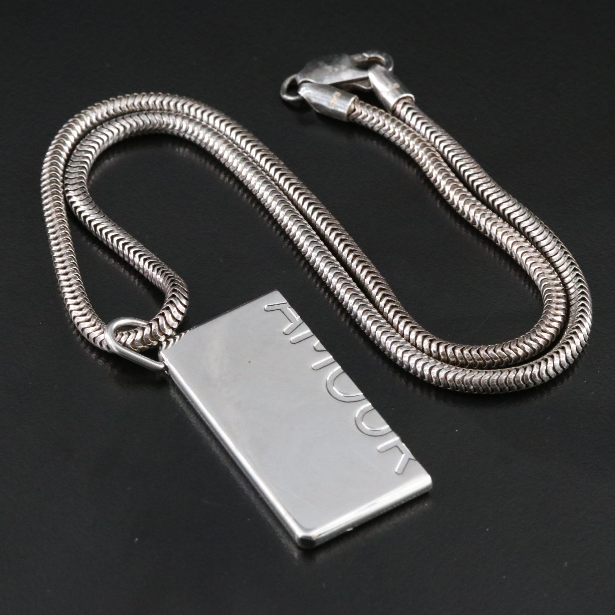 Hermès Symbole Amour Half Pendant on Sterling Chain Necklace