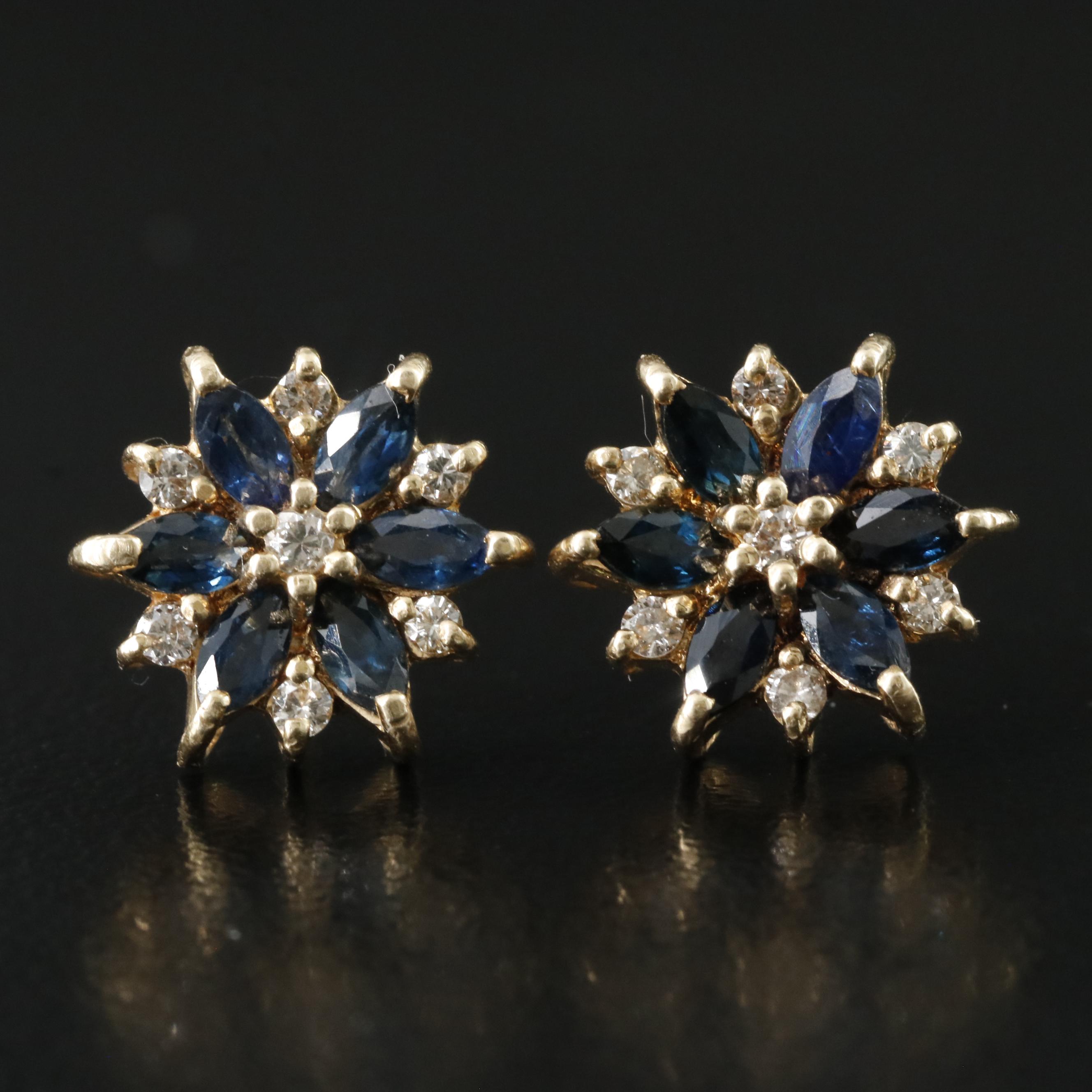 14K Sapphire and Diamond Earrings