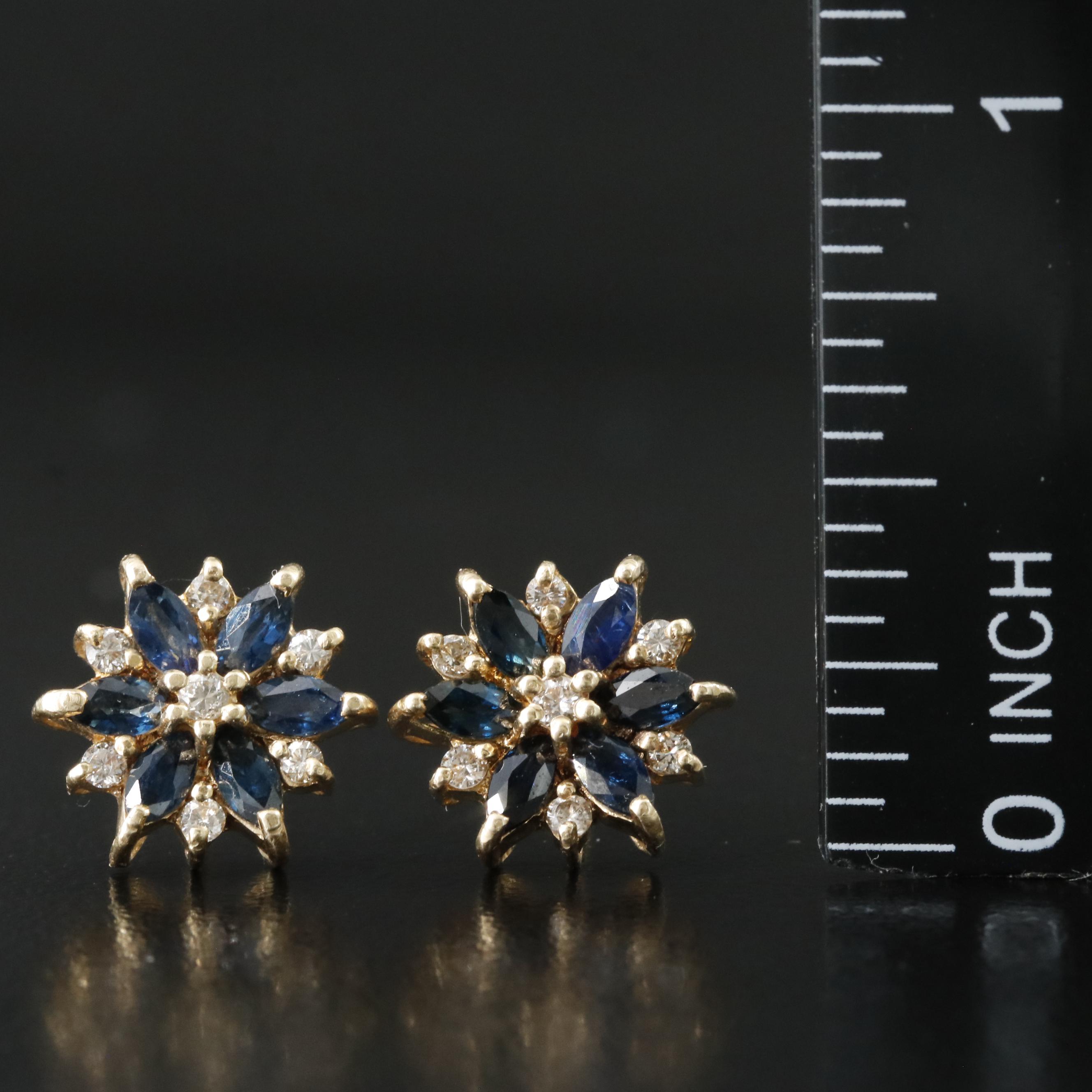 14K Sapphire and Diamond Earrings
