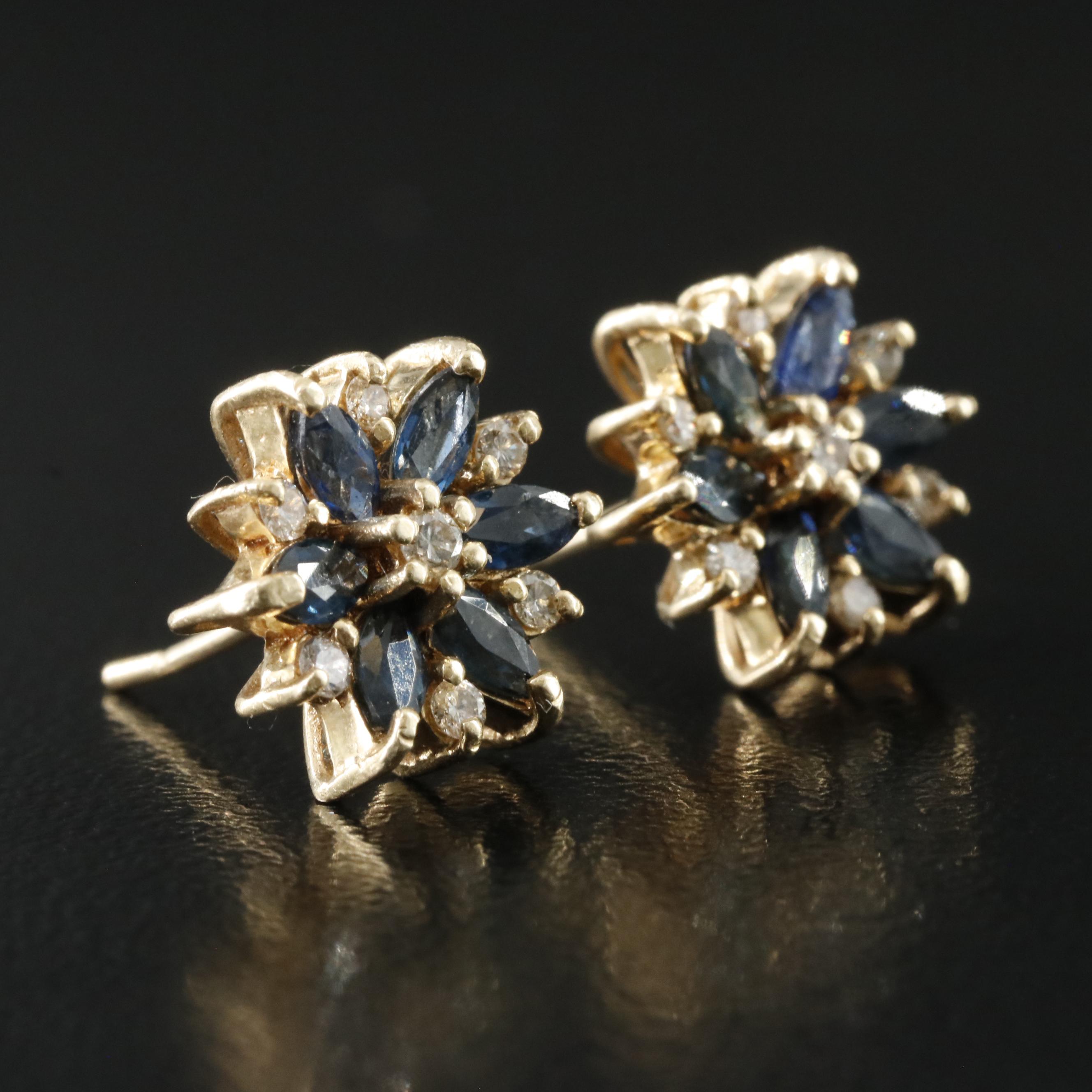 14K Sapphire and Diamond Earrings