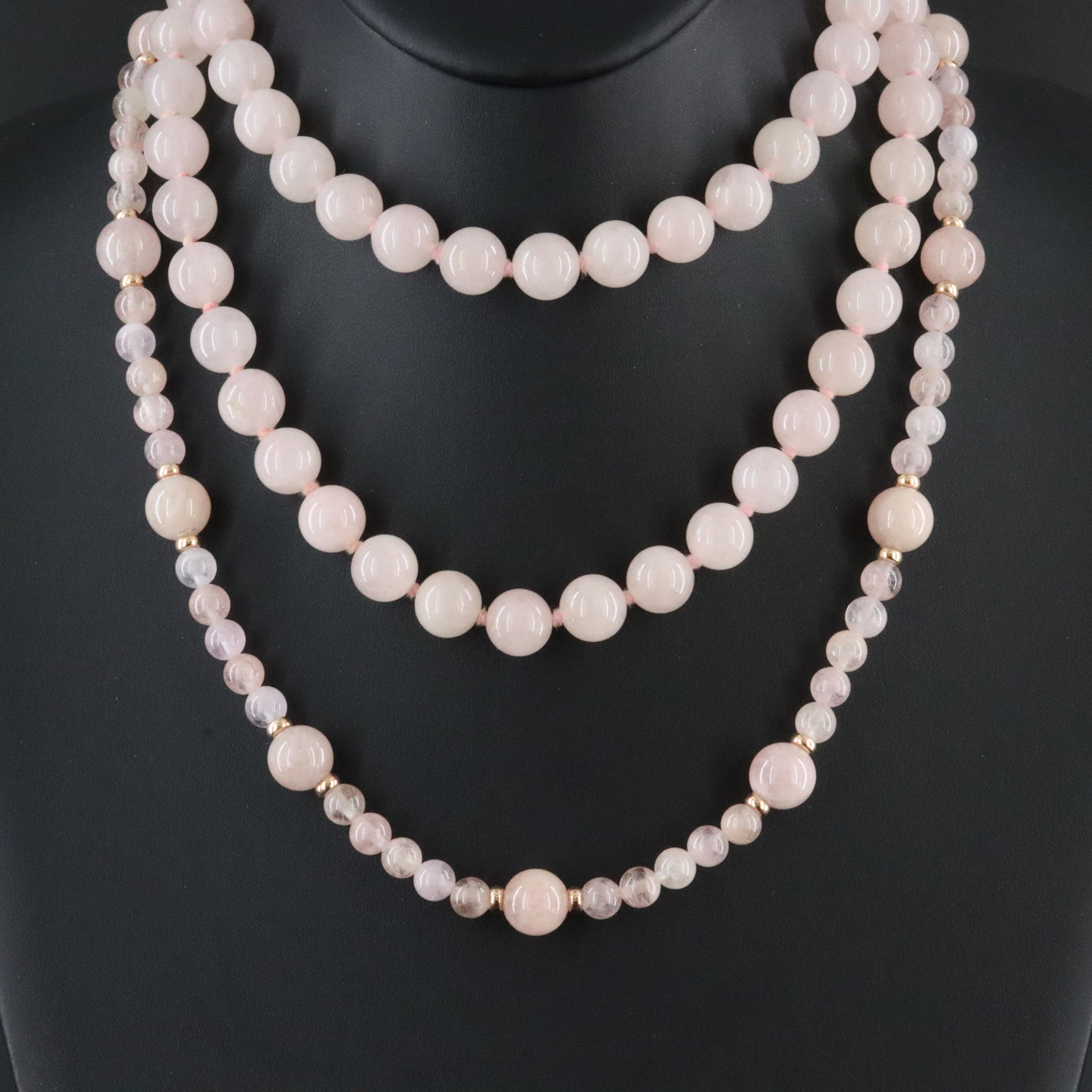 14K and Endless Rose Quartz Necklaces