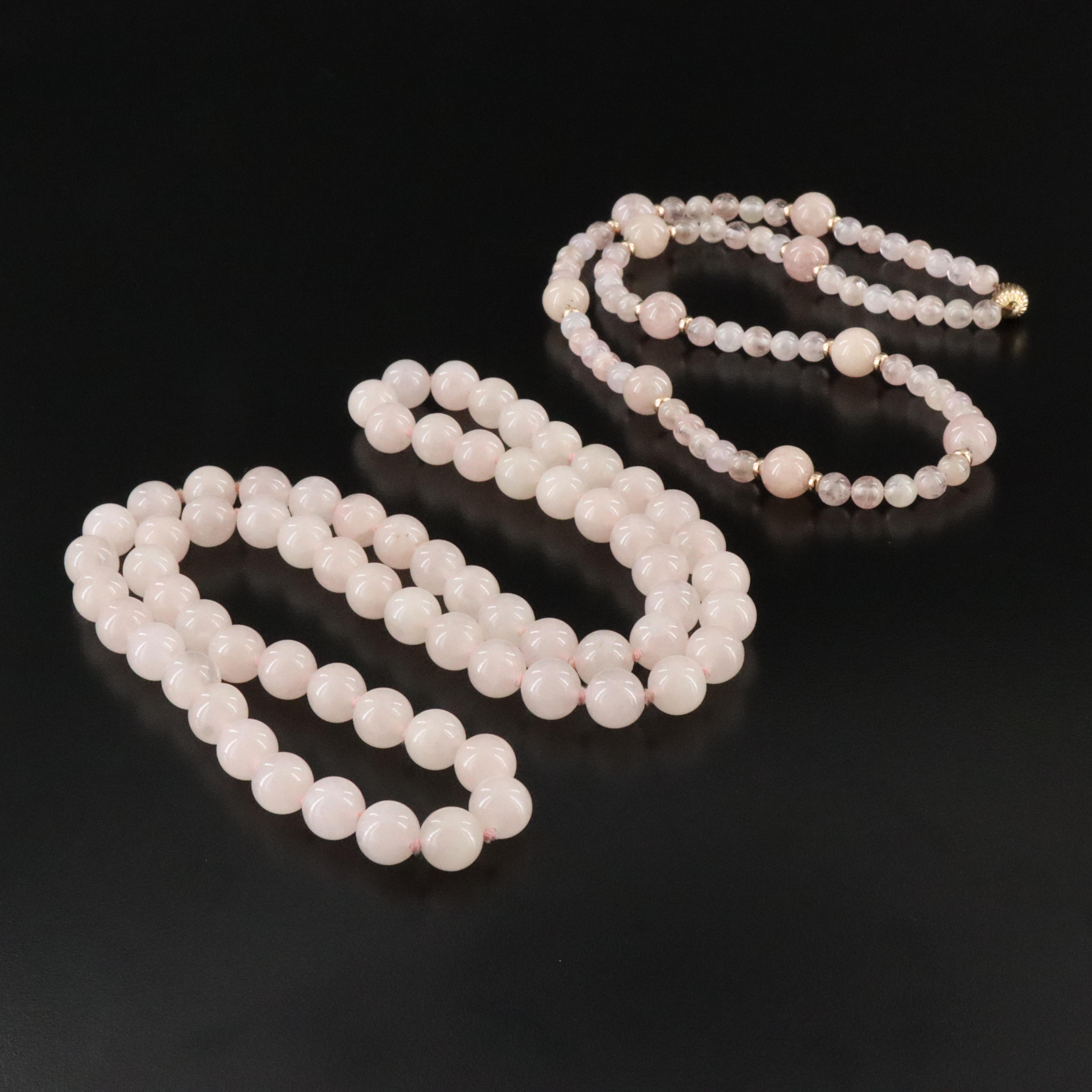 14K and Endless Rose Quartz Necklaces