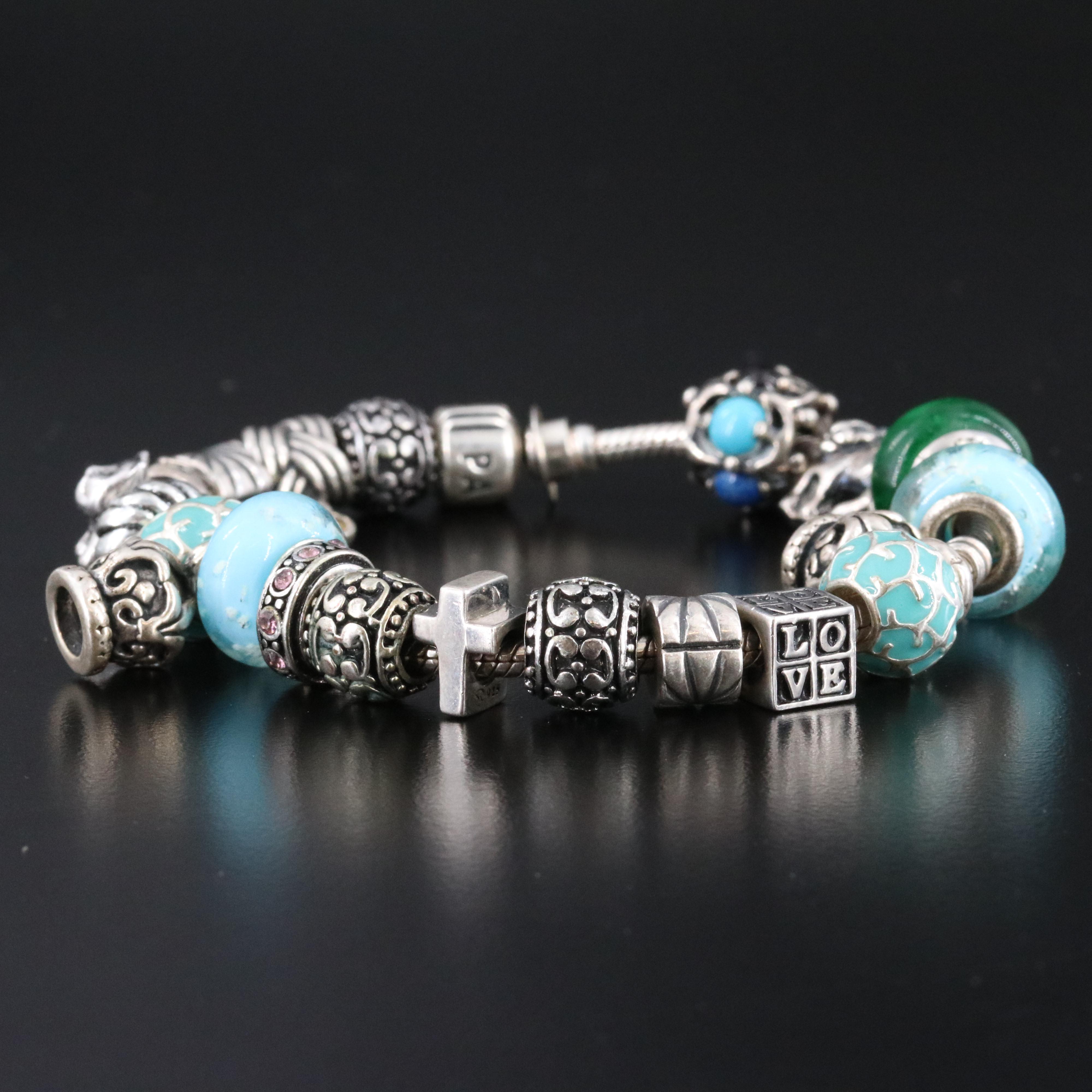 Pandora, Troll Beads and Sterling Featured in Charm Bracelet