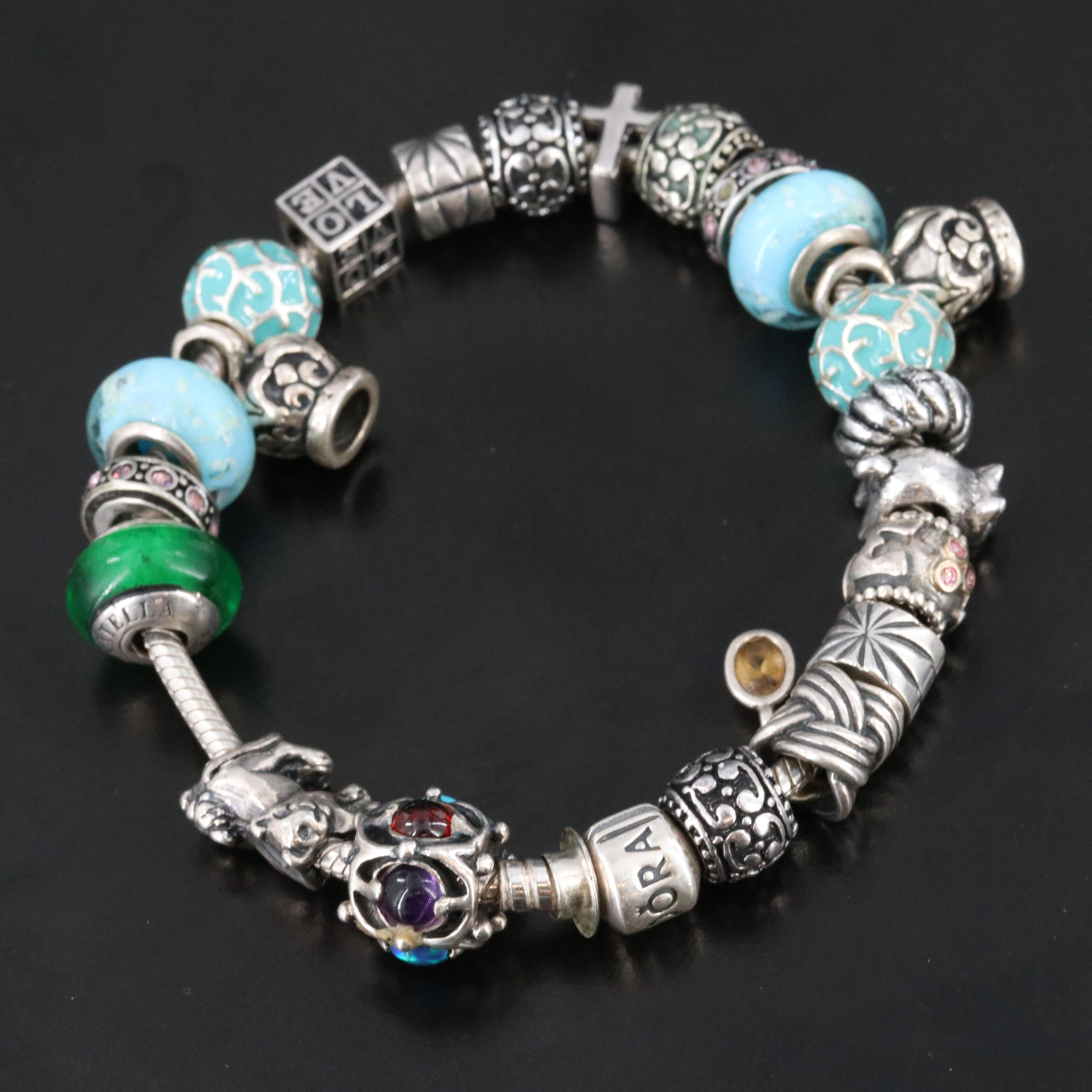 Pandora, Troll Beads and Sterling Featured in Charm Bracelet