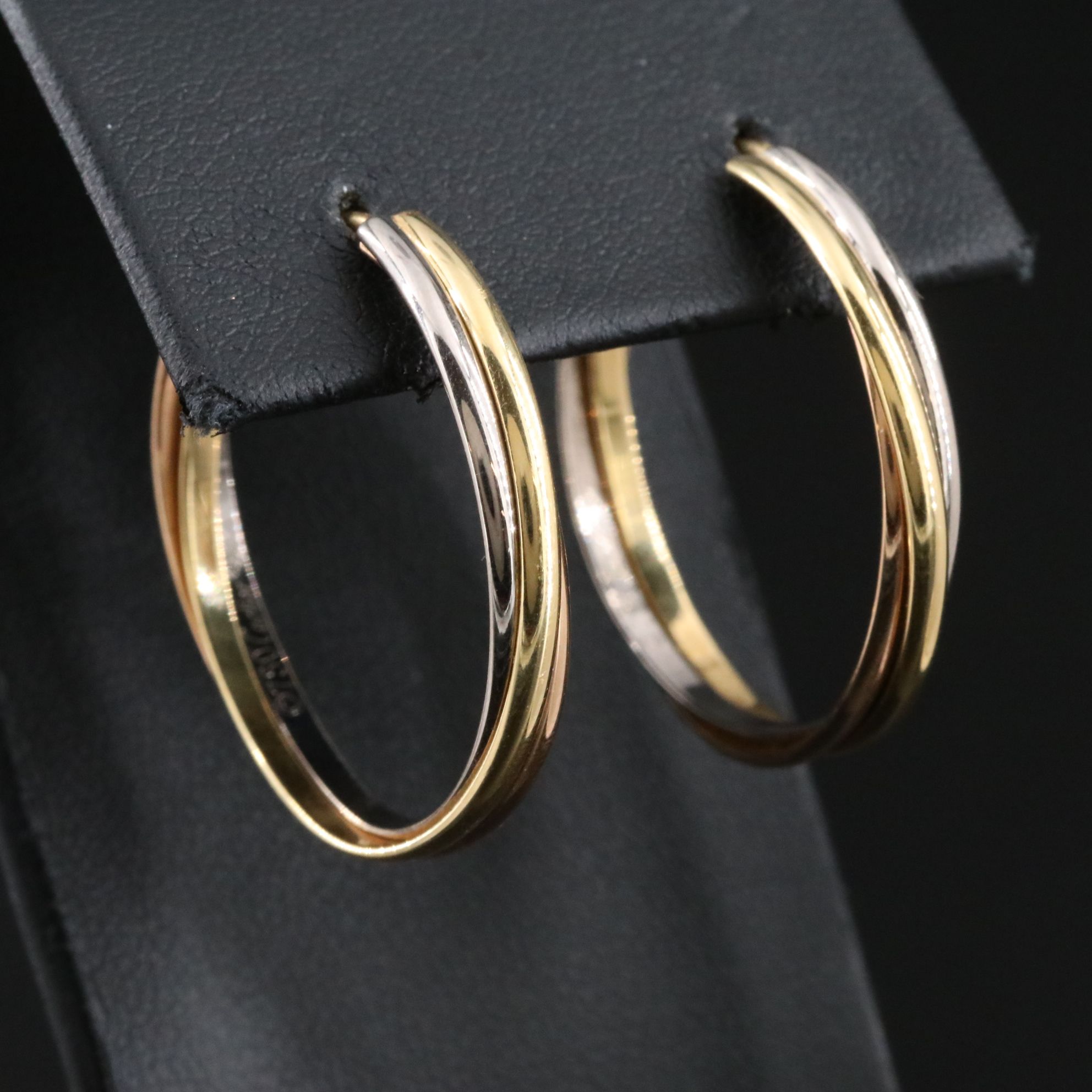 Cartier Trinity 18K Tri Gold Hoop Earrings