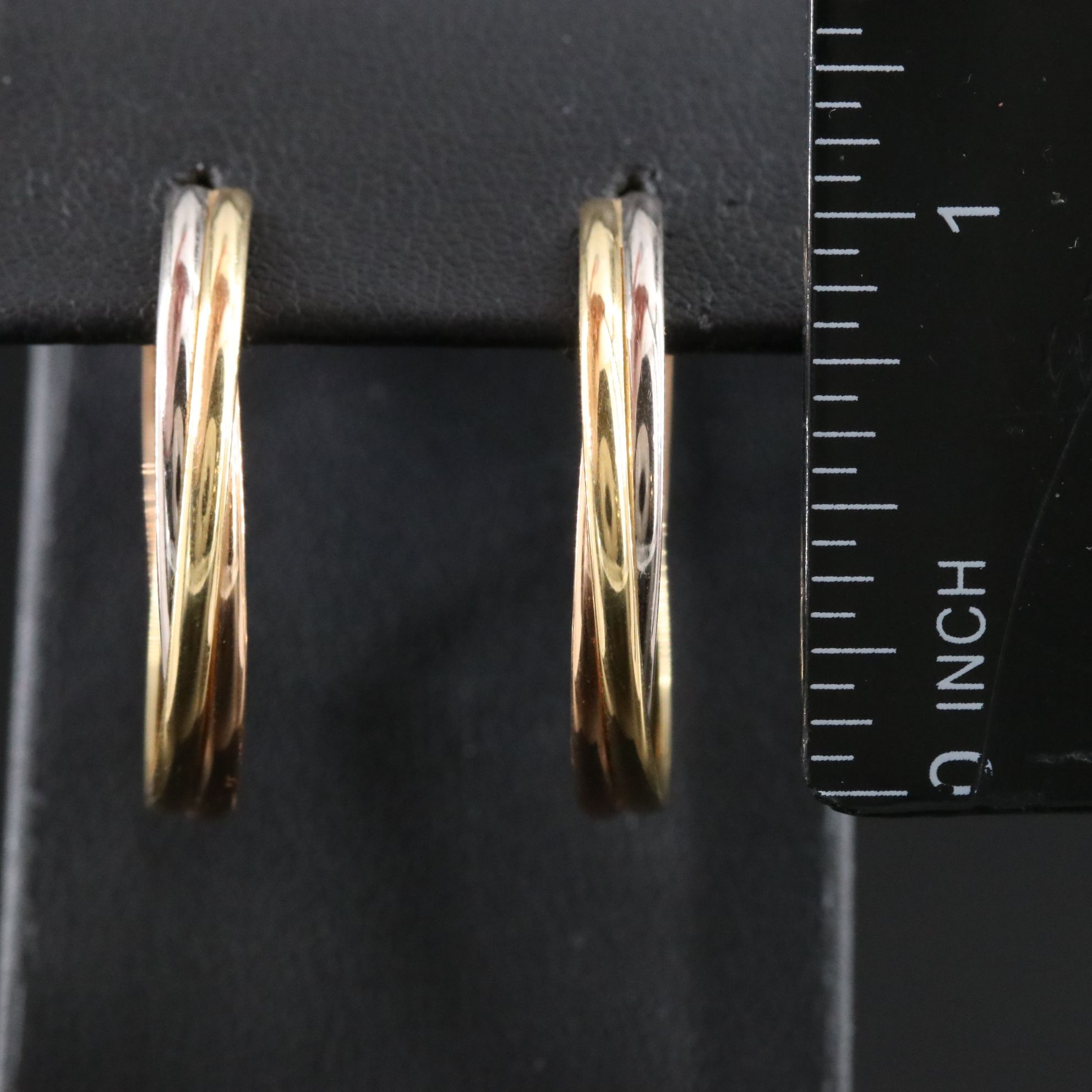 Cartier Trinity 18K Tri Gold Hoop Earrings