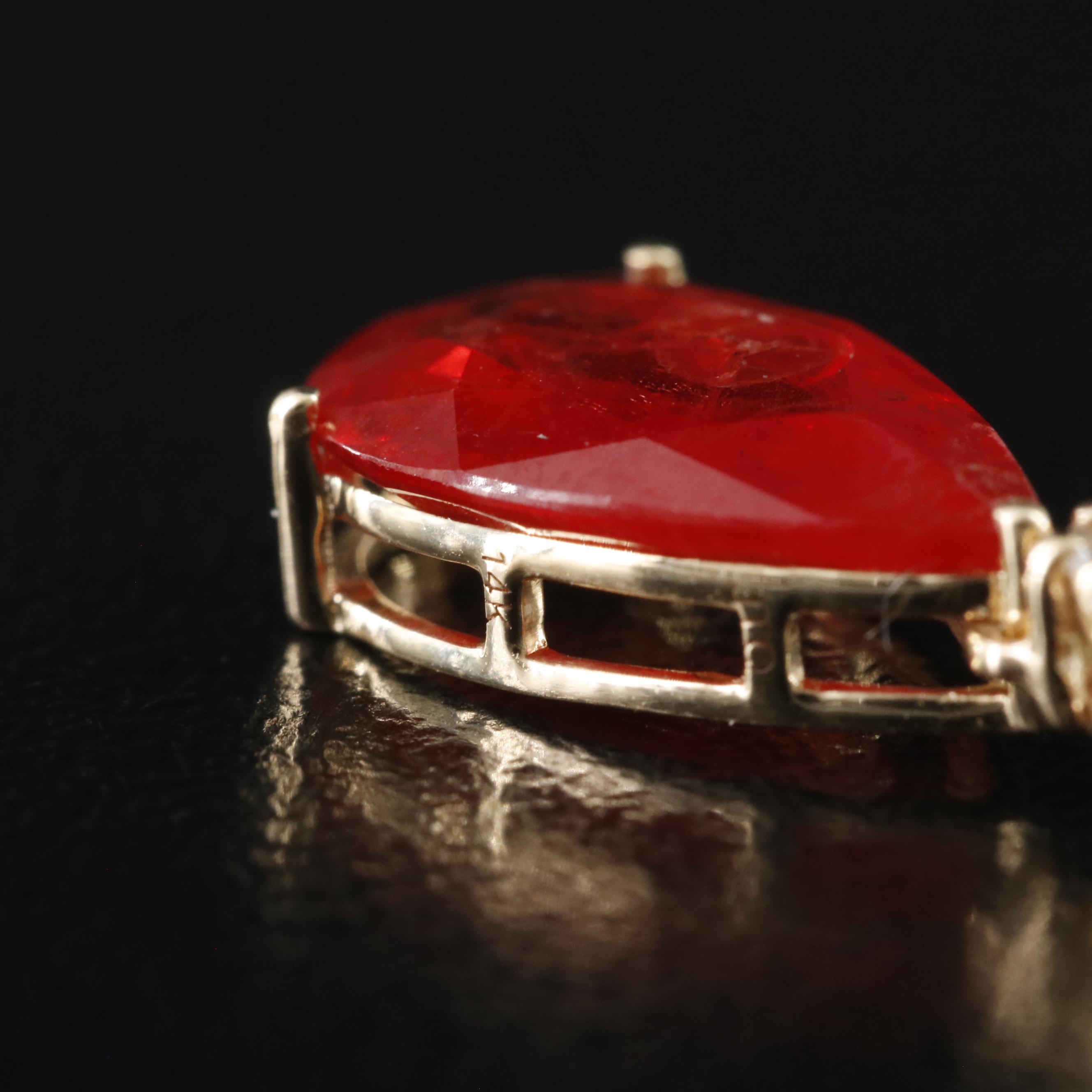 14K Orange Sapphire and White Sapphire Pendant