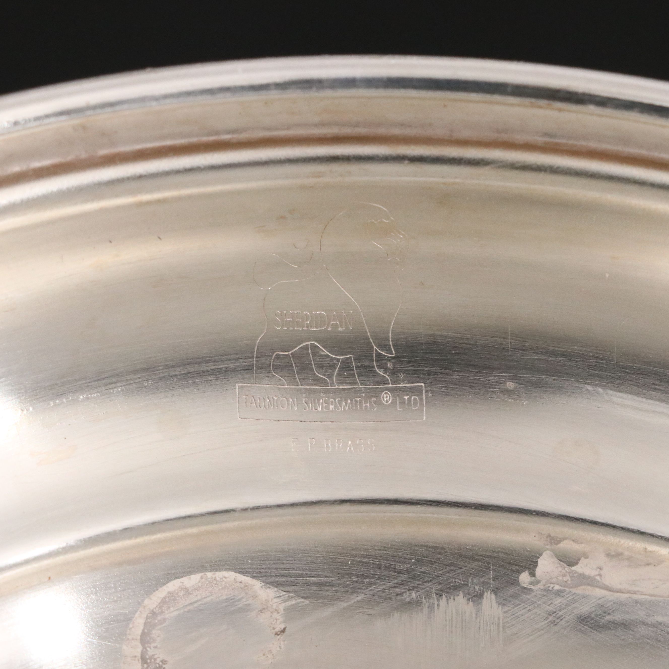 Sheridan Silver Plate Punch Bowl on Pedestal Base with Cups and Ladle