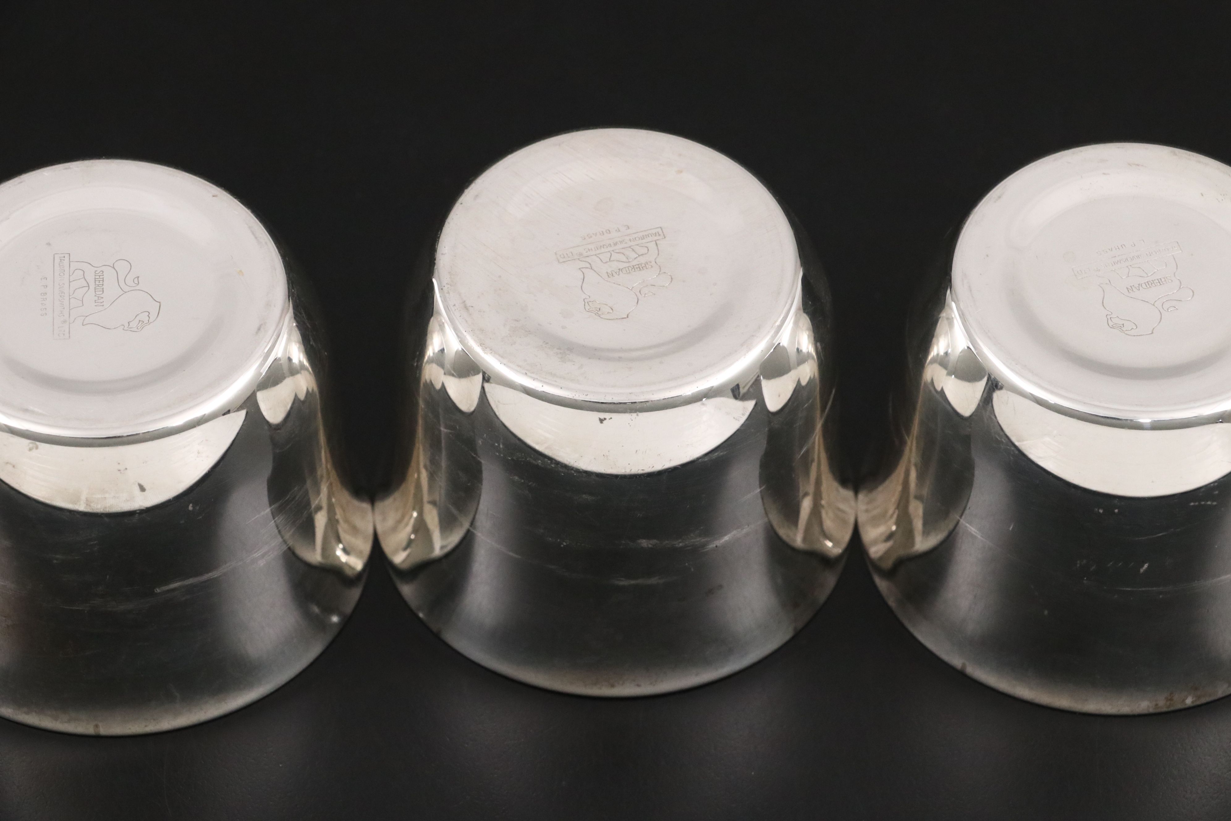 Sheridan Silver Plate Punch Bowl on Pedestal Base with Cups and Ladle