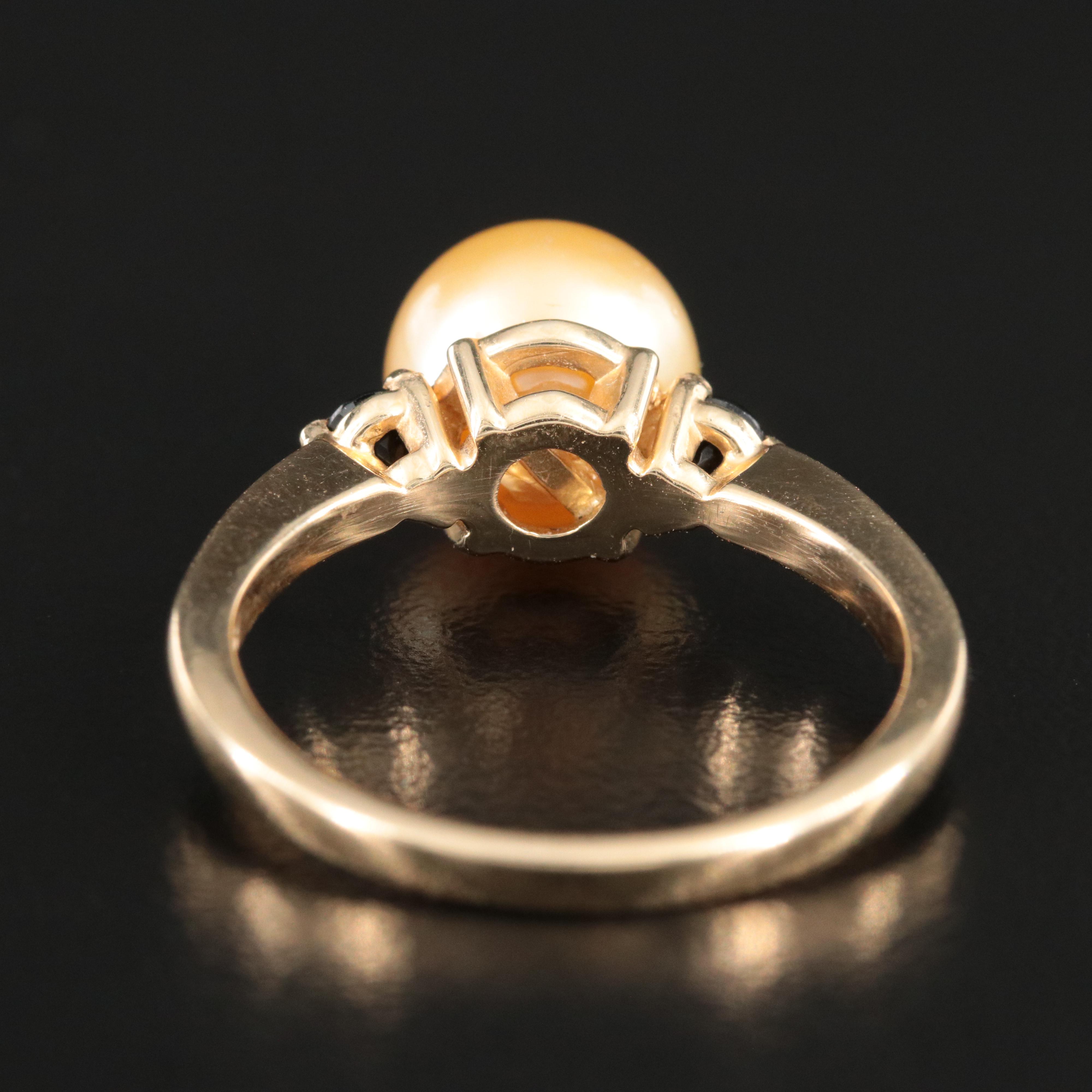 14K Golden Pearl and Black Onyx Ring