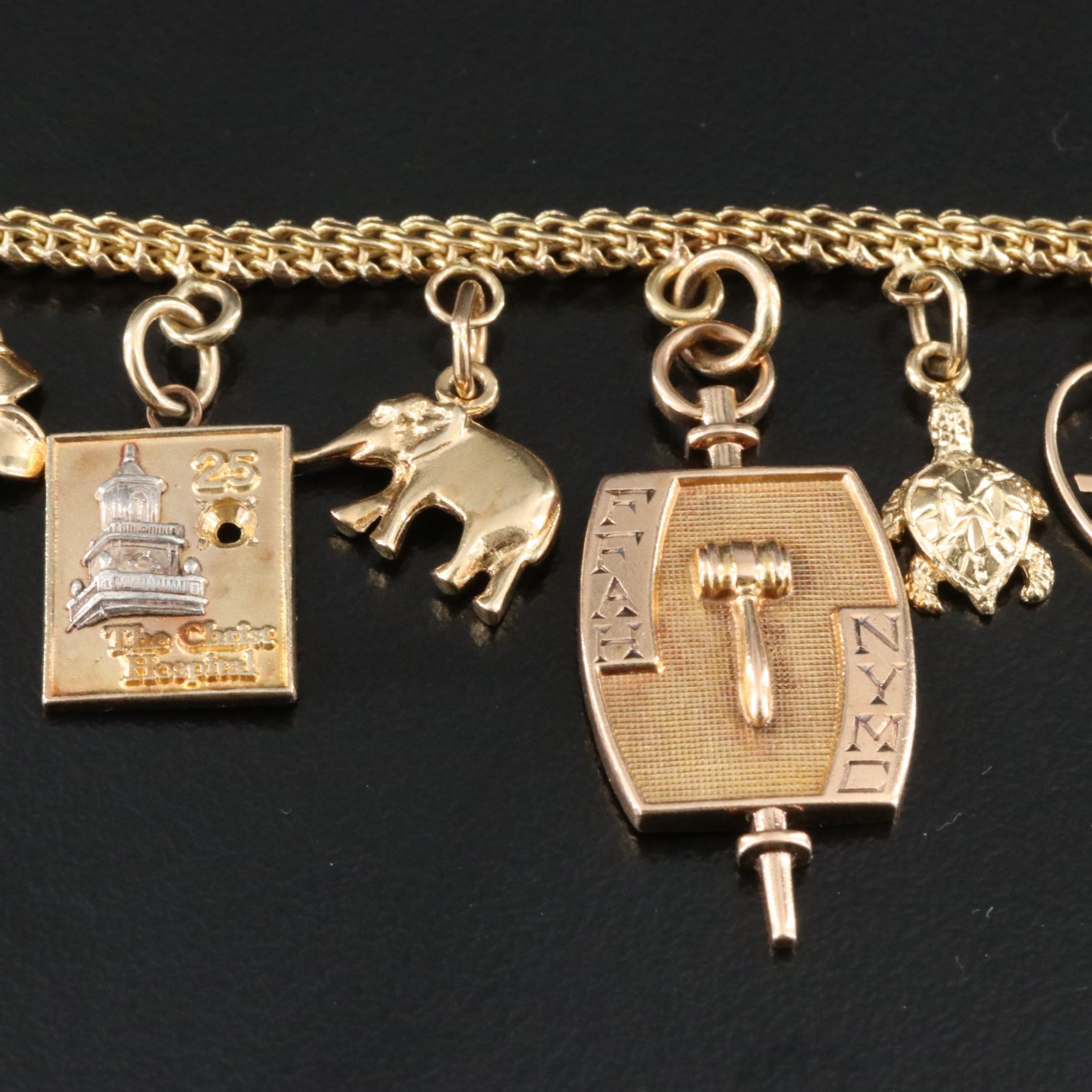 14K Charm Bracelet Including 10K, 18K and Articulated