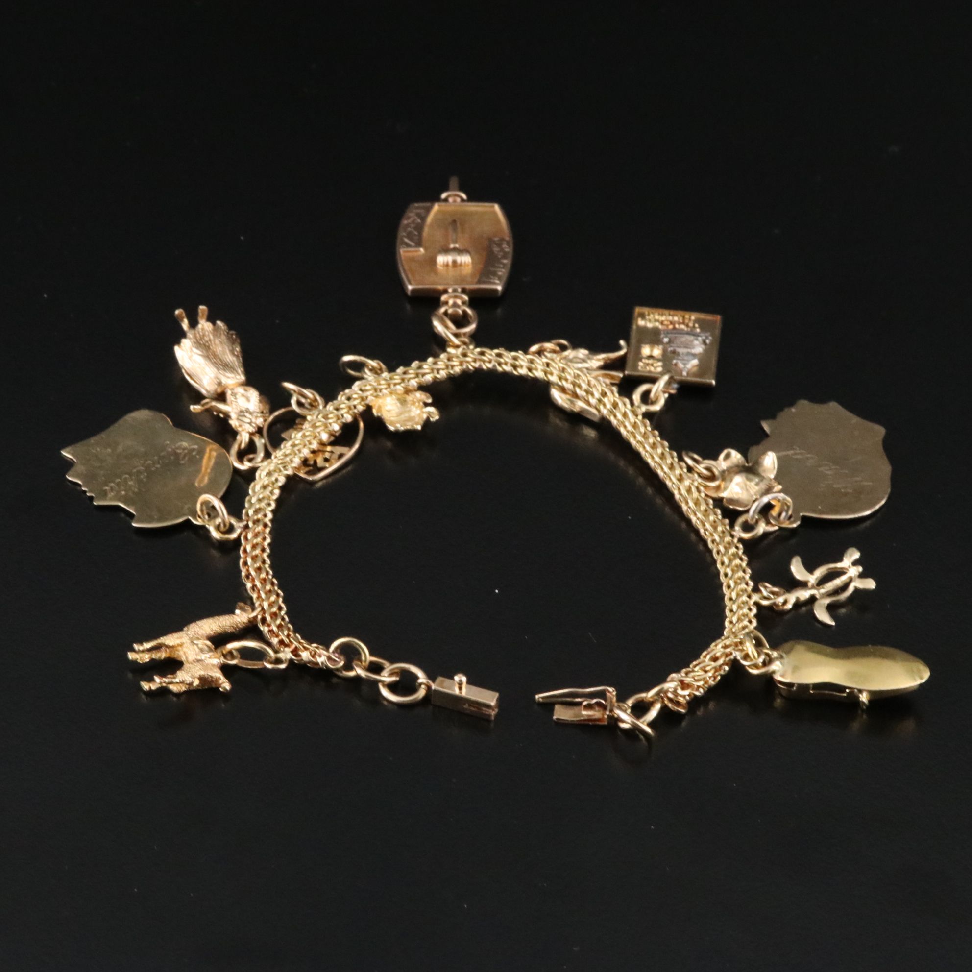 14K Charm Bracelet Including 10K, 18K and Articulated