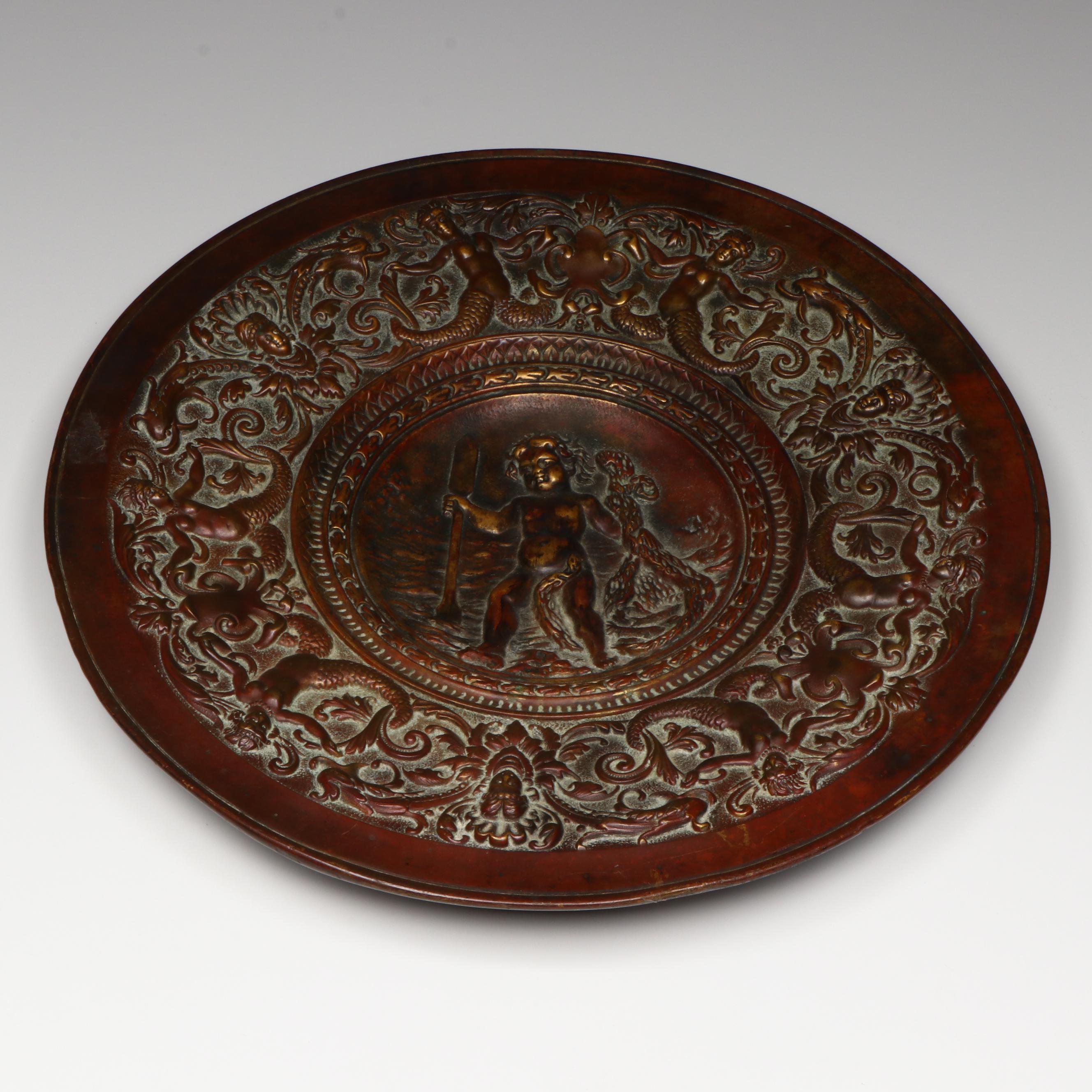 Rococo Revival Style Bas Relief Putto Platter
