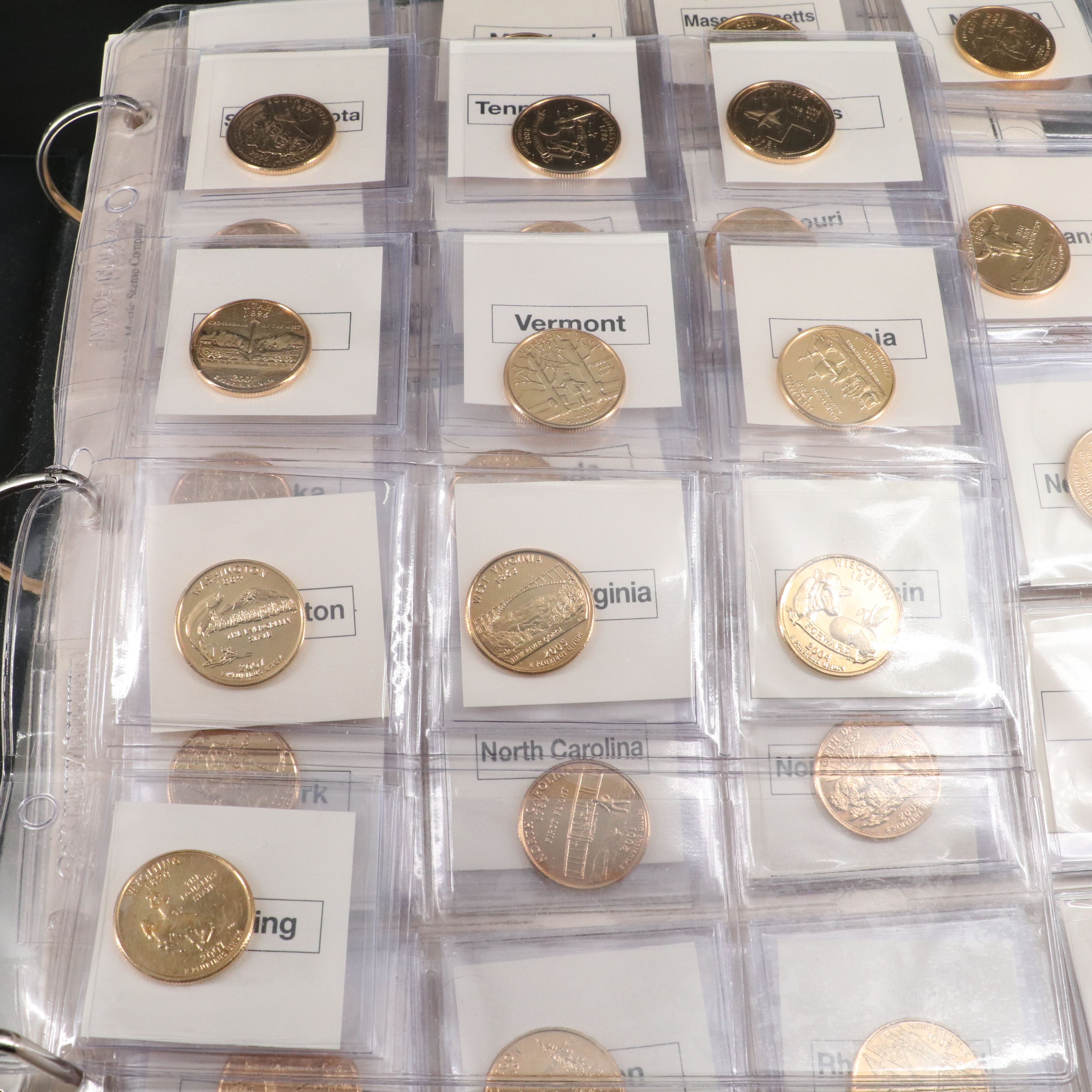 Collection of Gold Tone State Quarters and First Day Covers