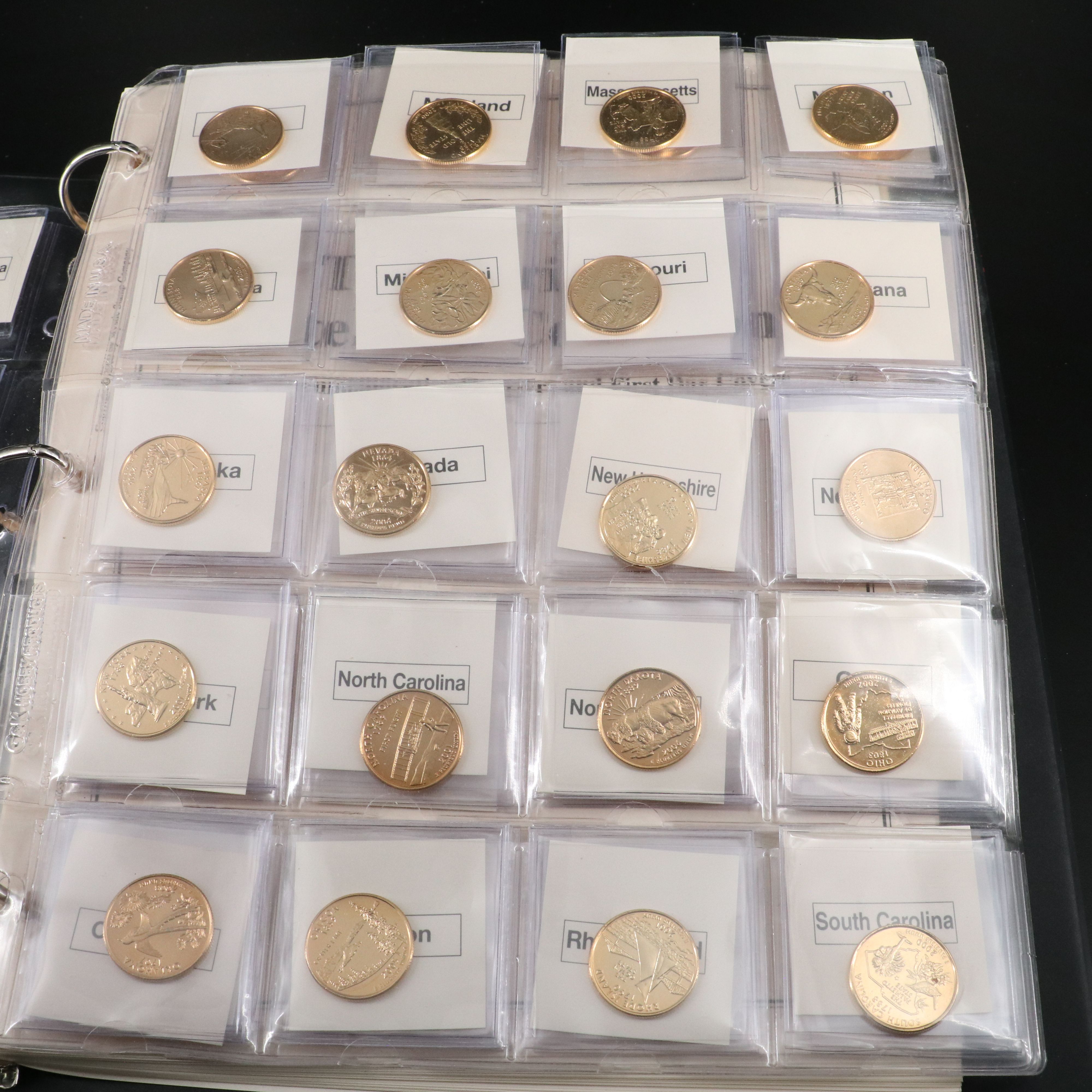 Collection of Gold Tone State Quarters and First Day Covers