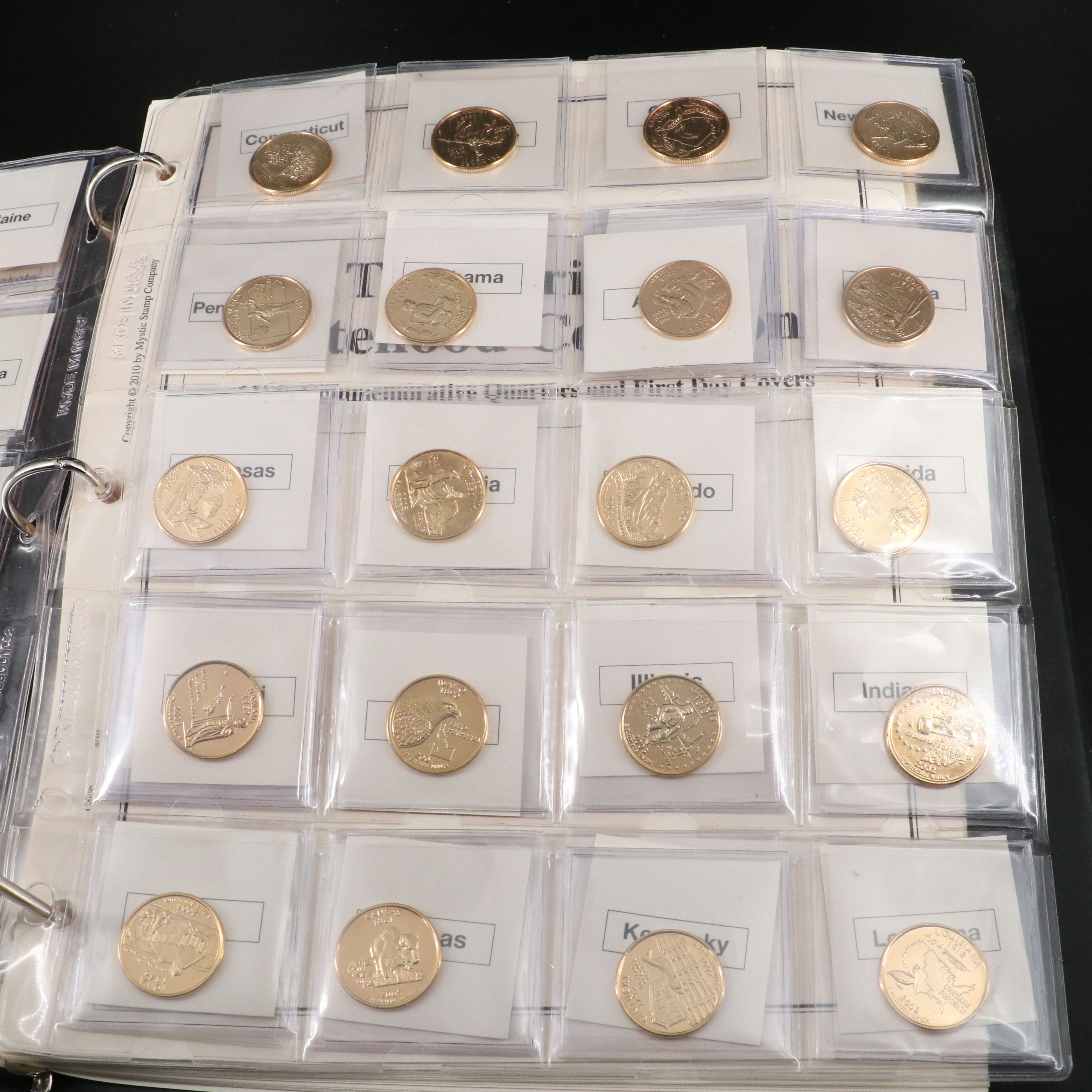 Collection of Gold Tone State Quarters and First Day Covers
