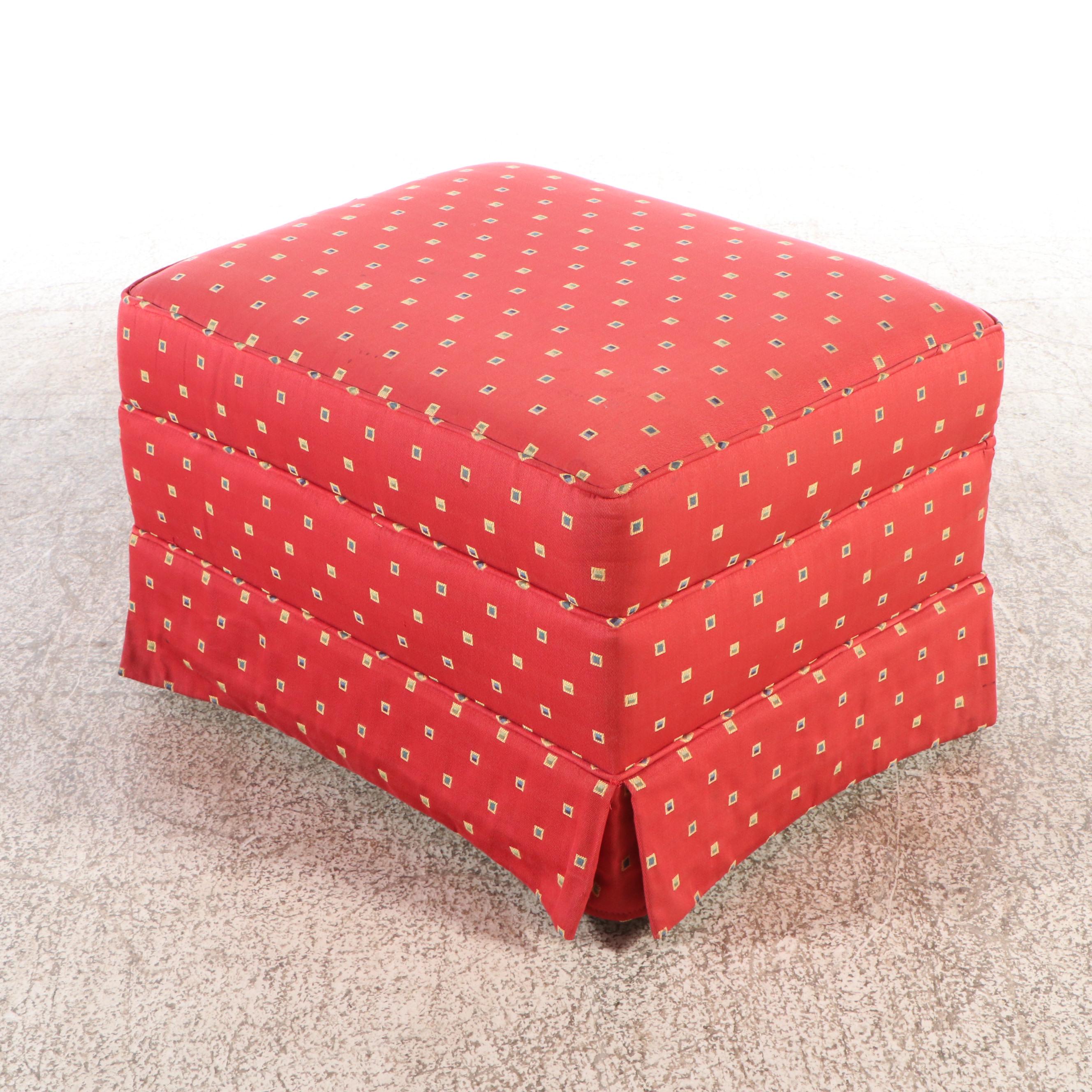 Channel-Tufted Fabric Upholstered Armchair with Ottoman