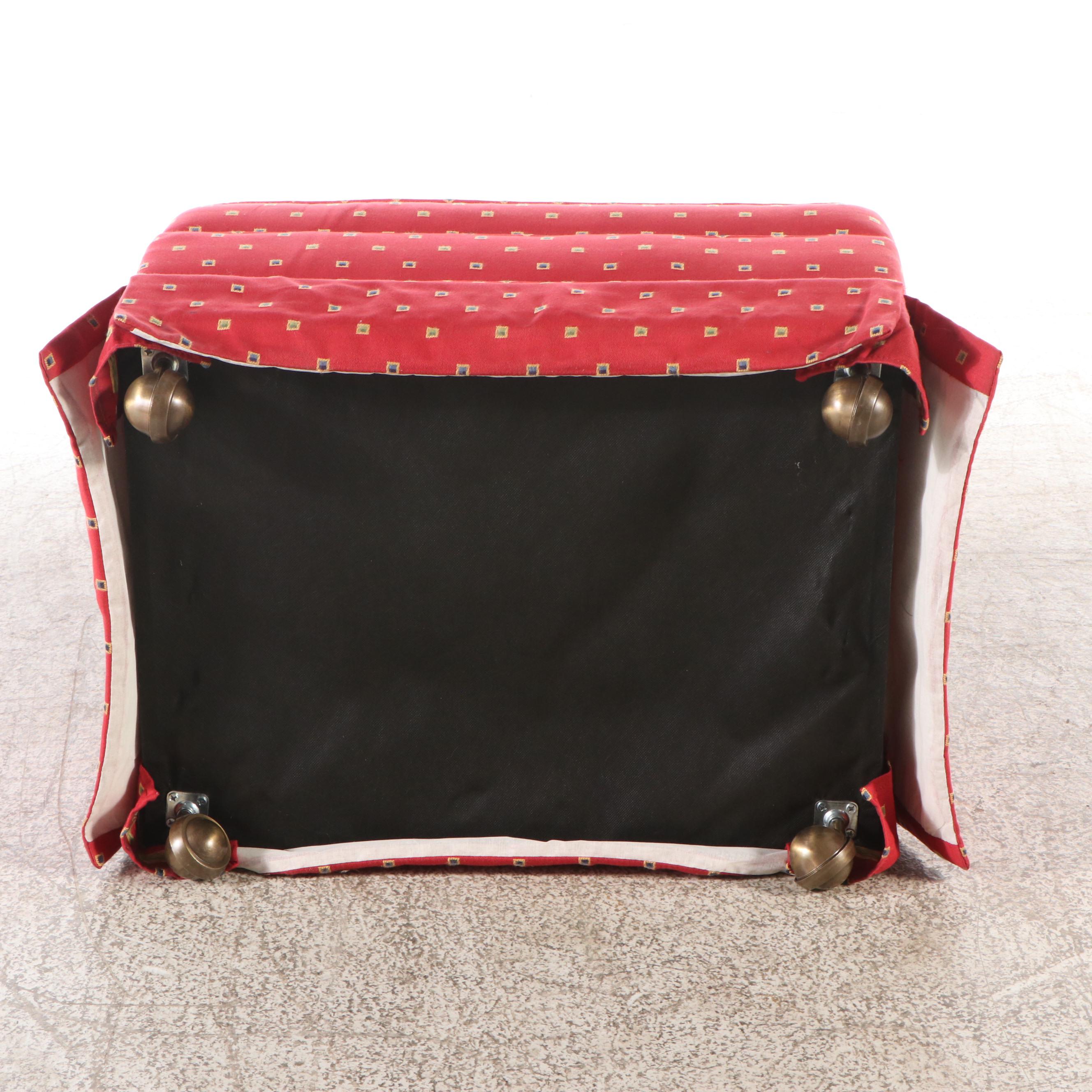 Channel-Tufted Fabric Upholstered Armchair with Ottoman