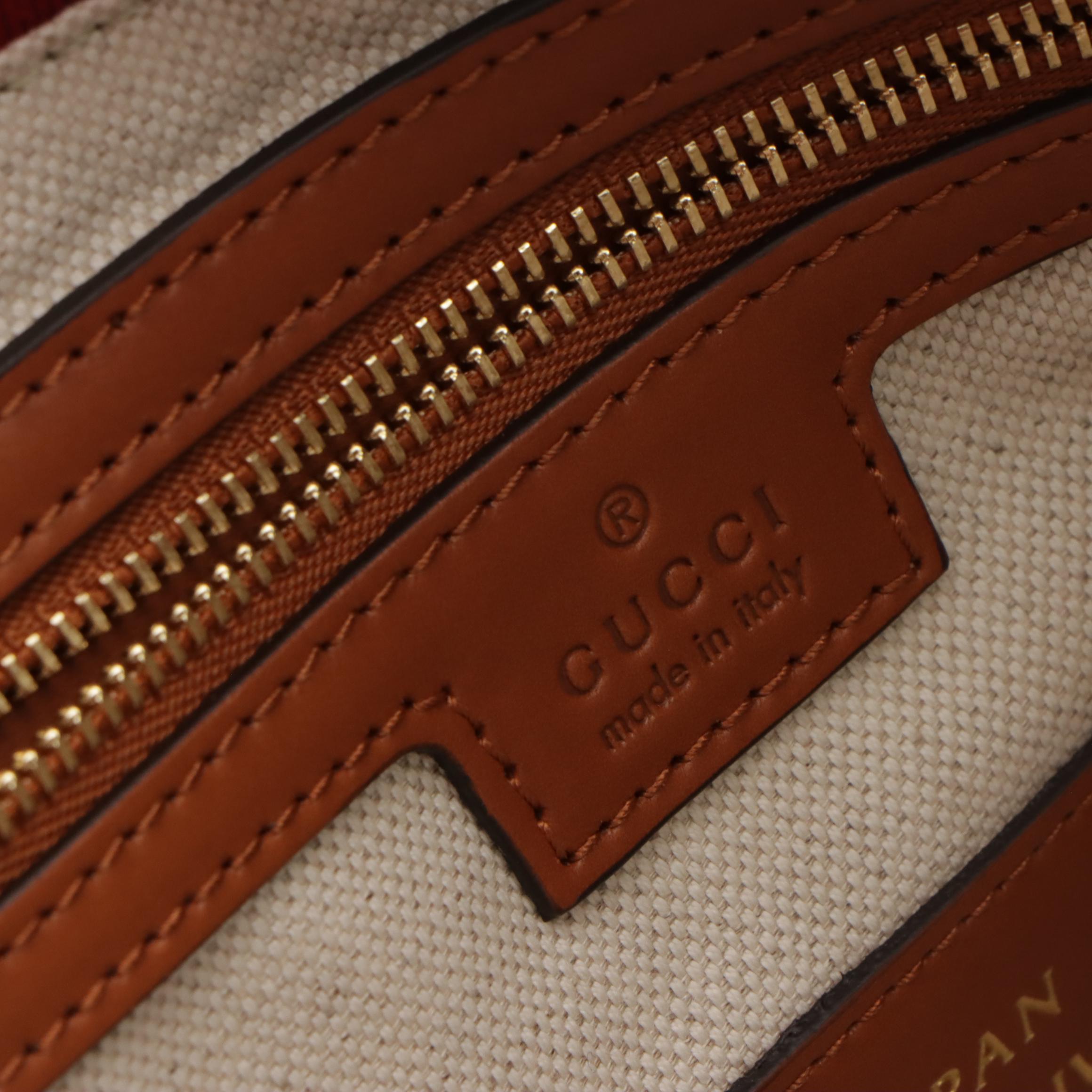 Gucci Japan Exclusive Interlocking G Web Stripe Tote in Floral Canvas & Leather