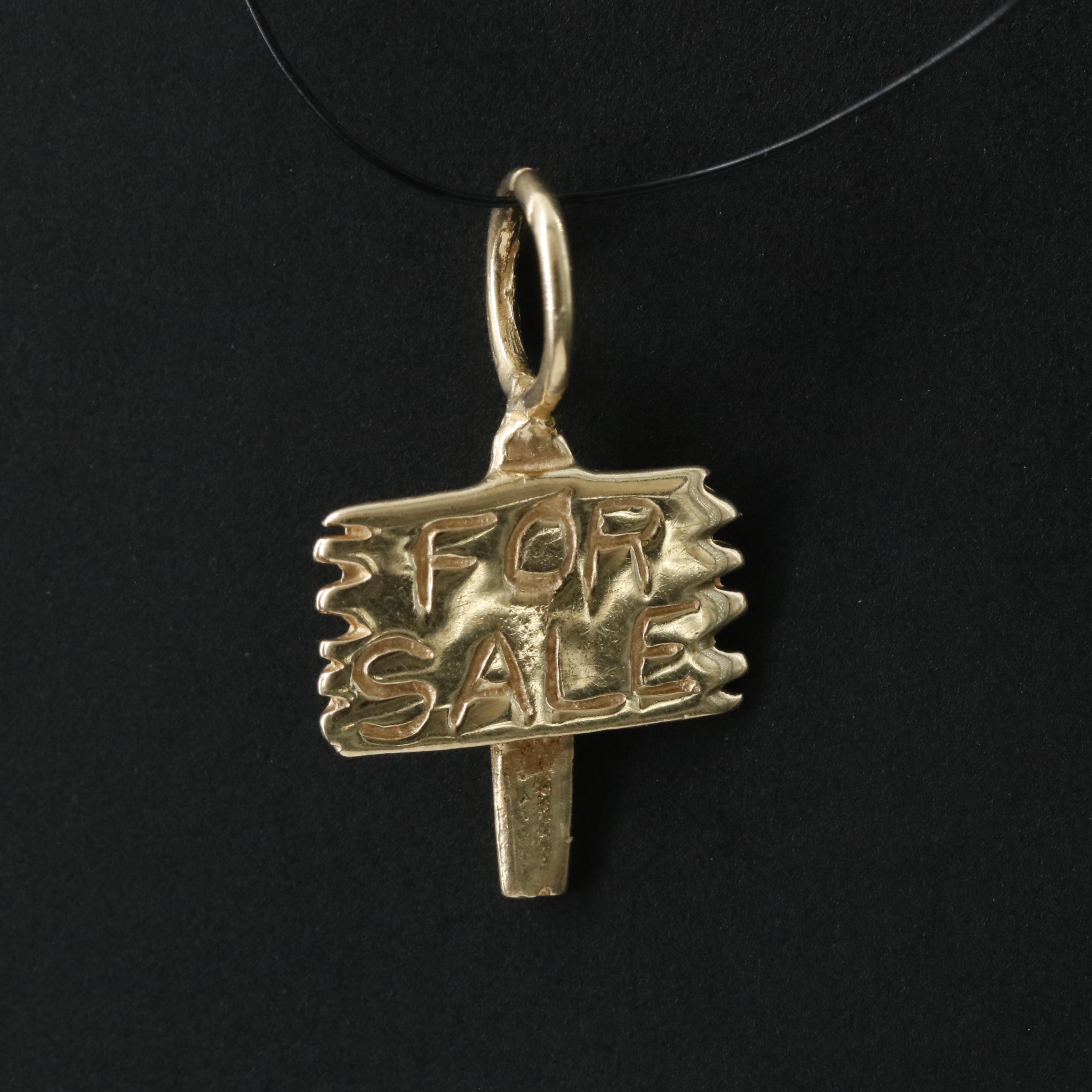 14K "For Sale" Sign Charm