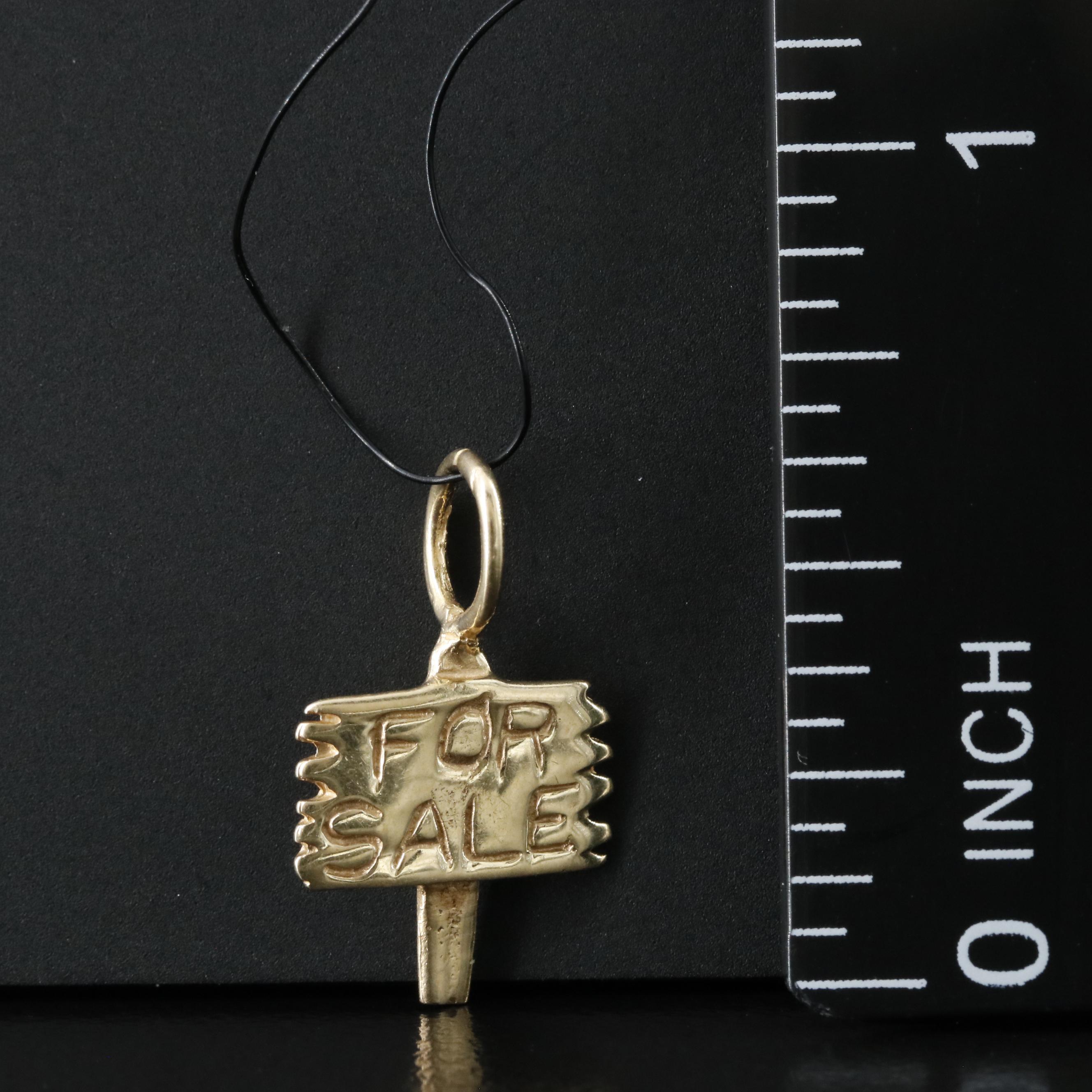 14K "For Sale" Sign Charm