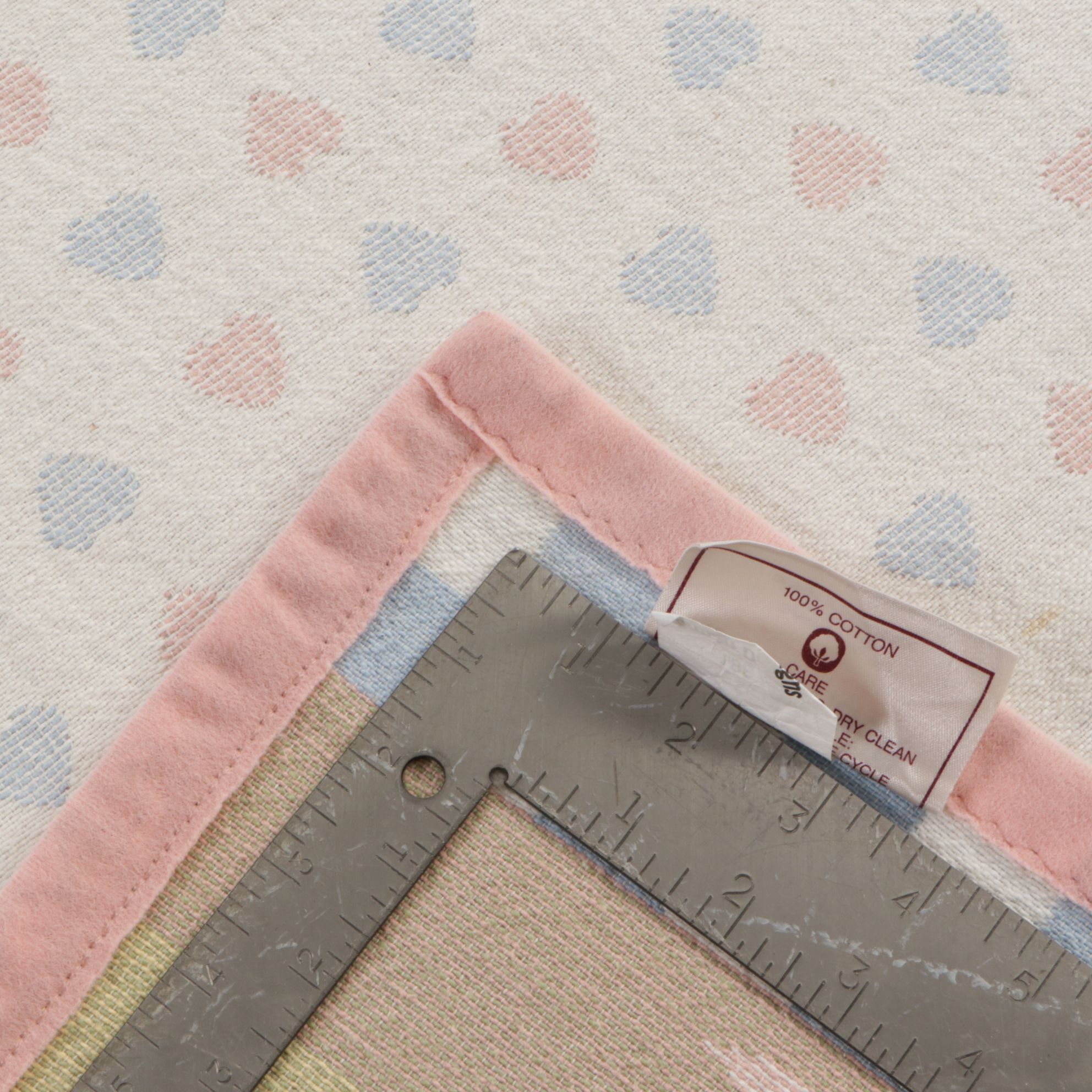 Woven Baby Blanket with Heart, Vine, and Checker Motifs