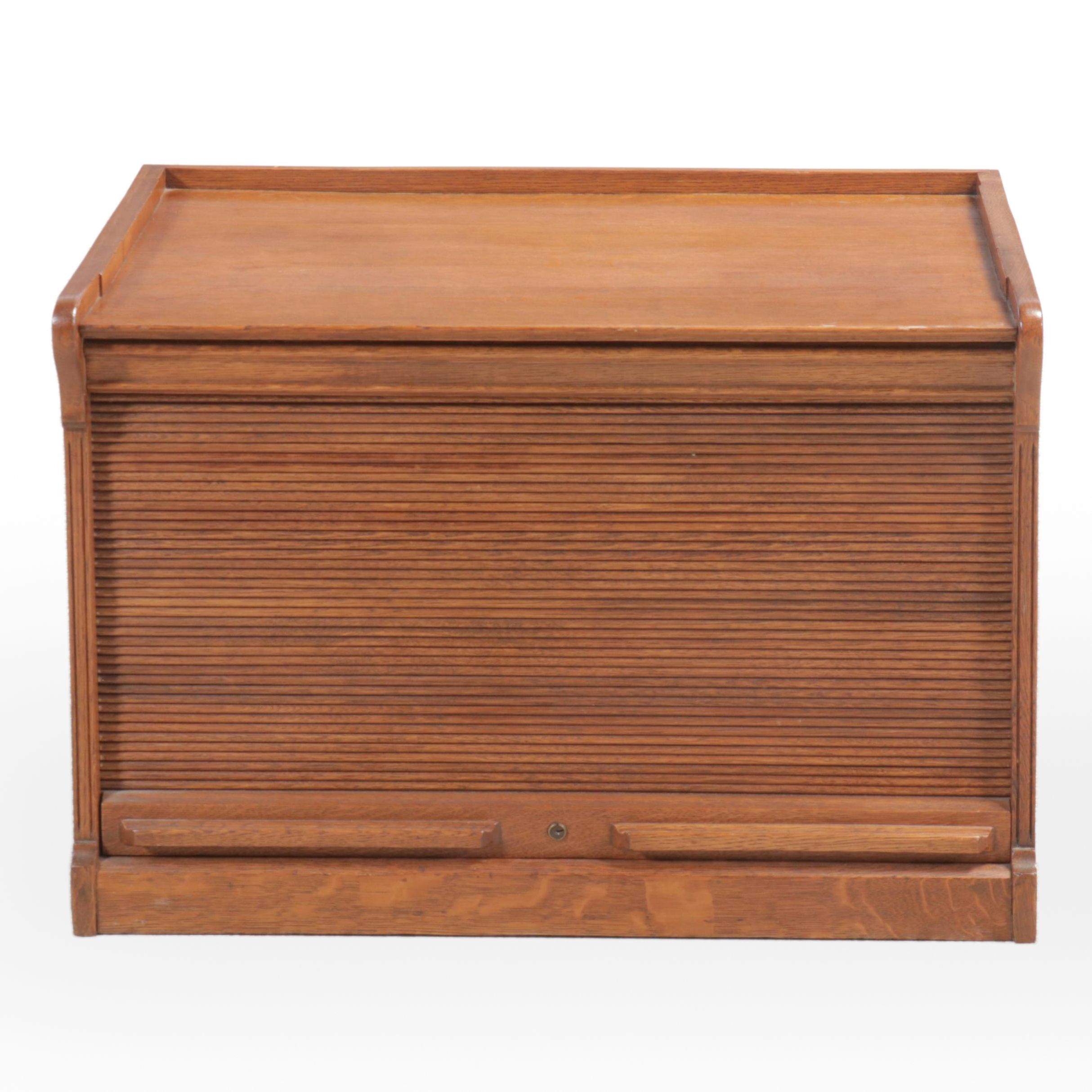 Oak Tambour Cabinet, Early 20th Century