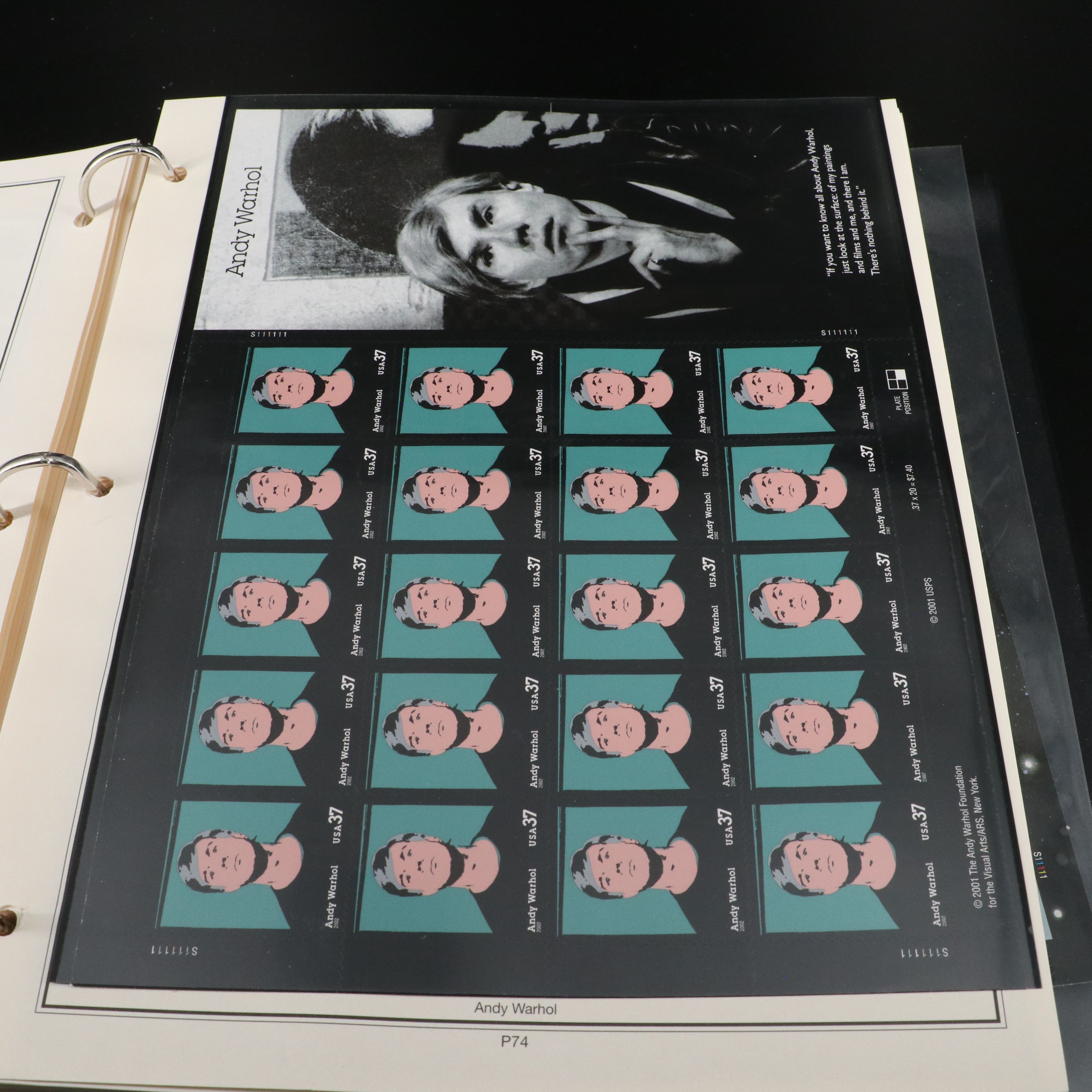 Album of 103 U.S. Mint Condition Commemorative Postage Stamp Sheets 1976 - 2010s