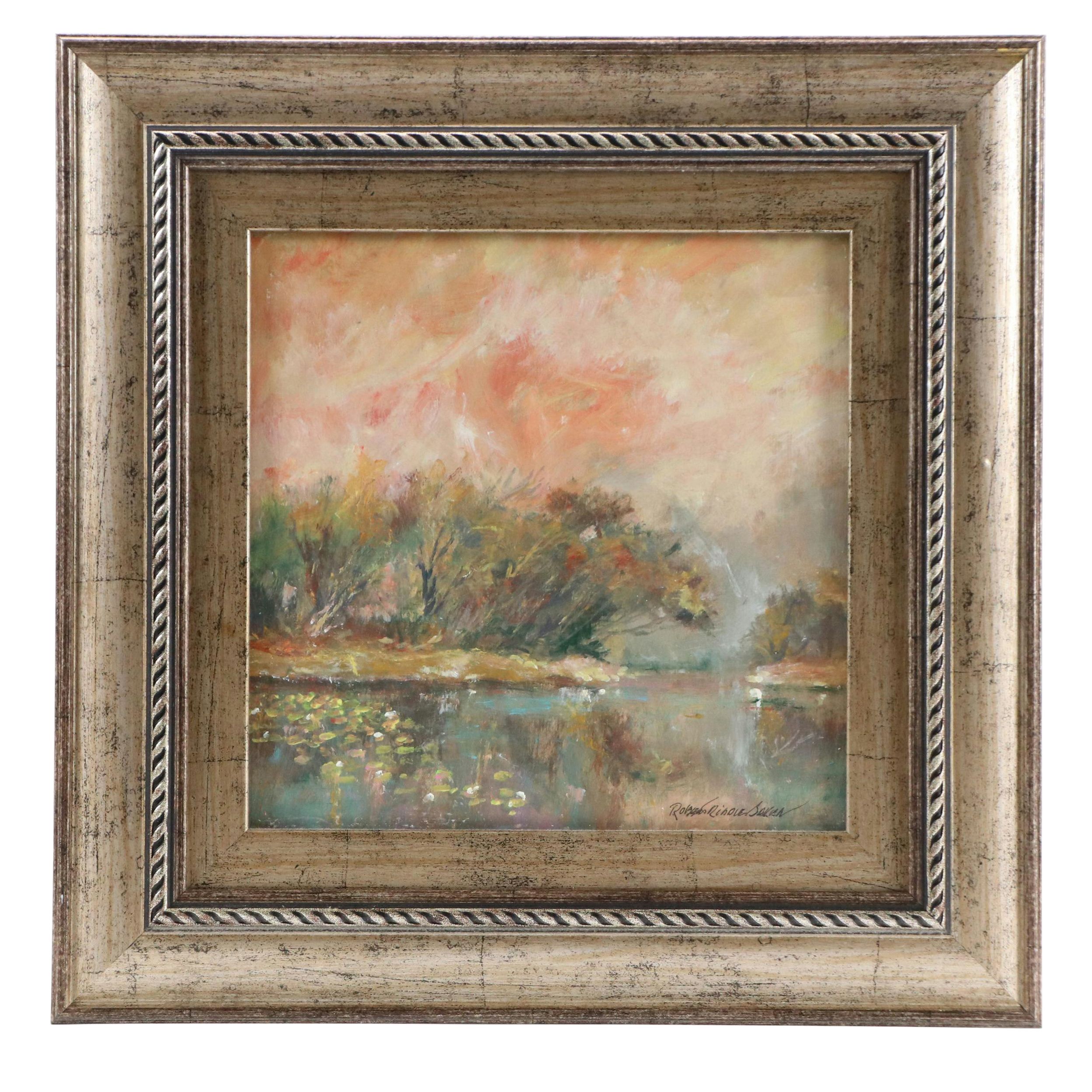 Robert Riddle Baker Landscape Acrylic Painting "Late Sun," 2025