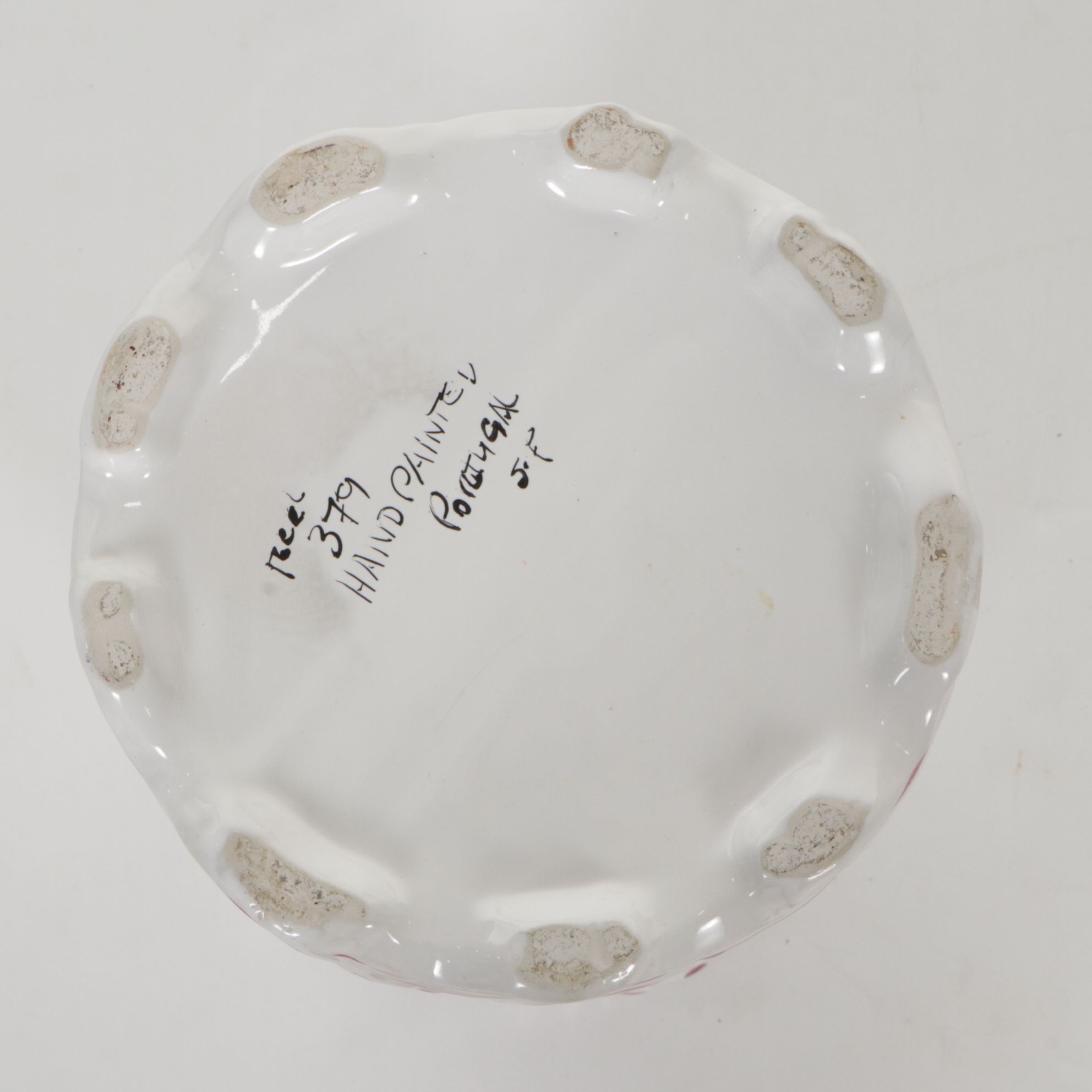 Portuguese Hand-Painted Ceramic Cylinder Vase