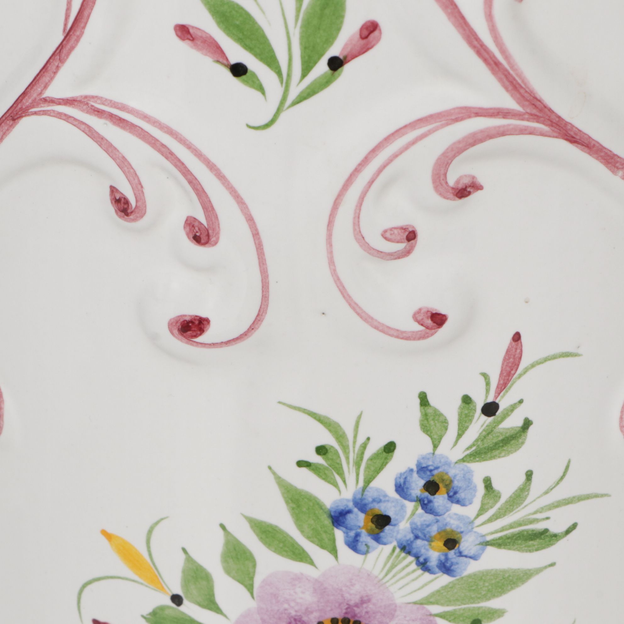 Portuguese Hand-Painted Ceramic Cylinder Vase