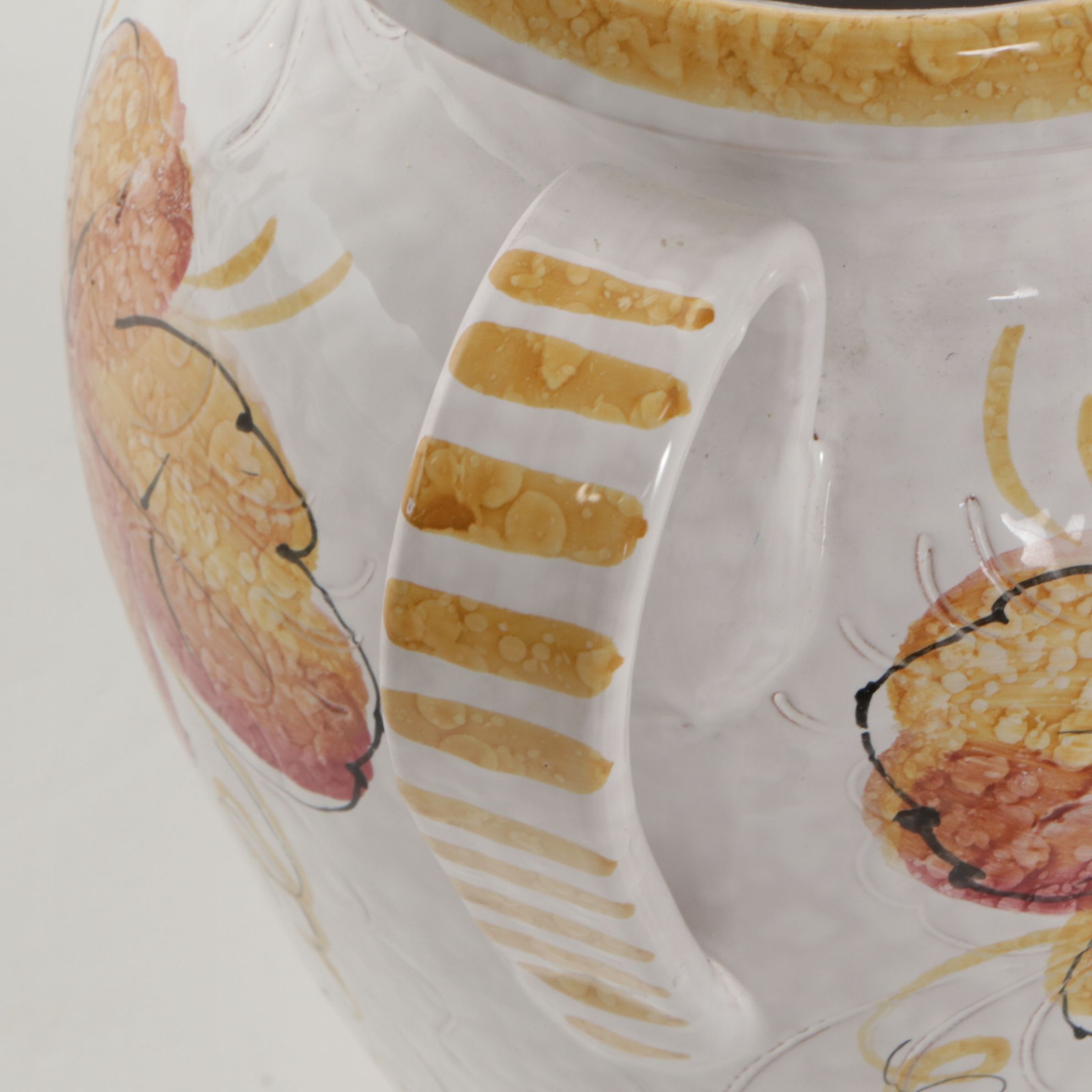 Italian Hand-Painted Ceramic Vase with Fish Motif