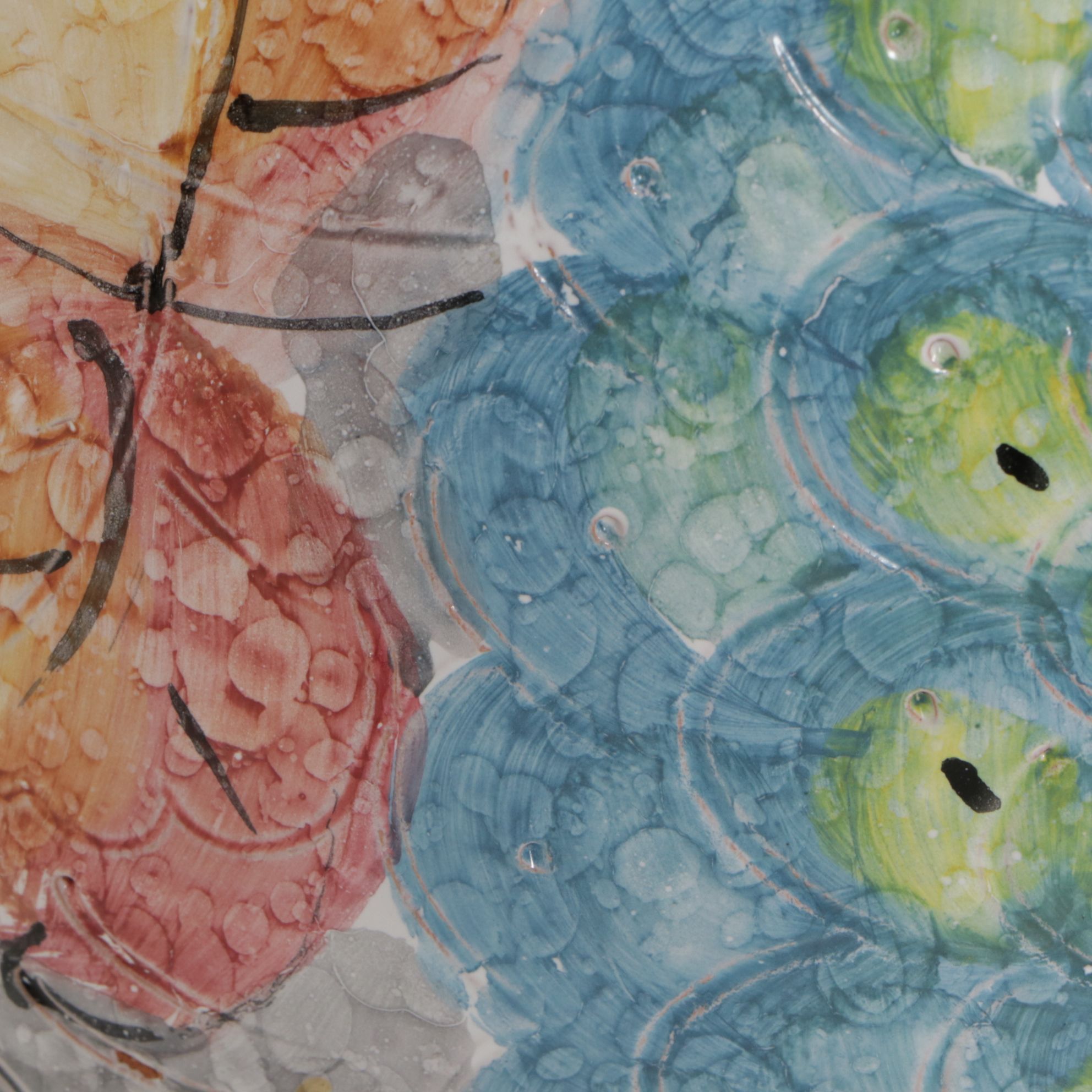 Italian Hand-Painted Ceramic Vase with Fish Motif