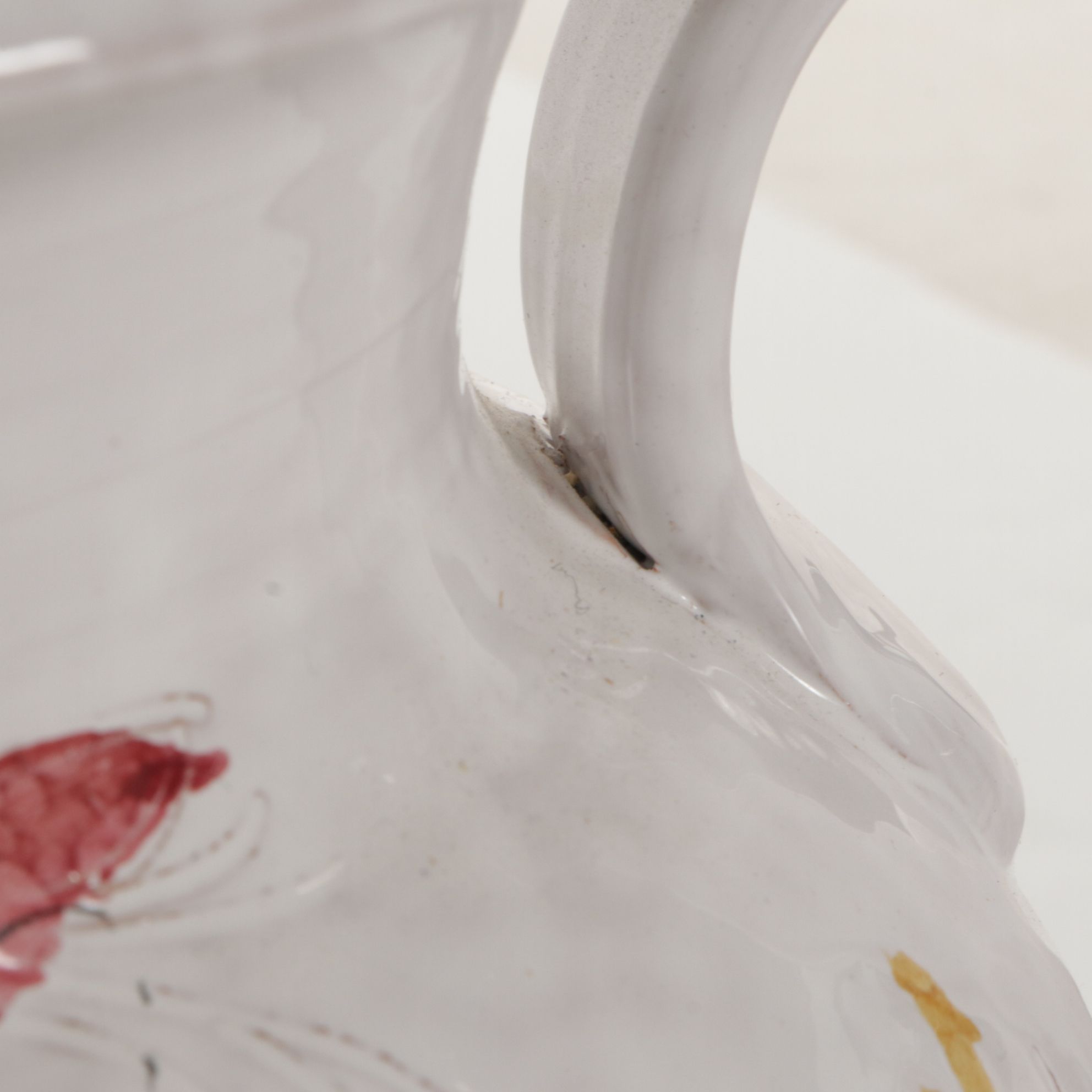 Italian Hand-Painted Ceramic Vase with Fish Motif