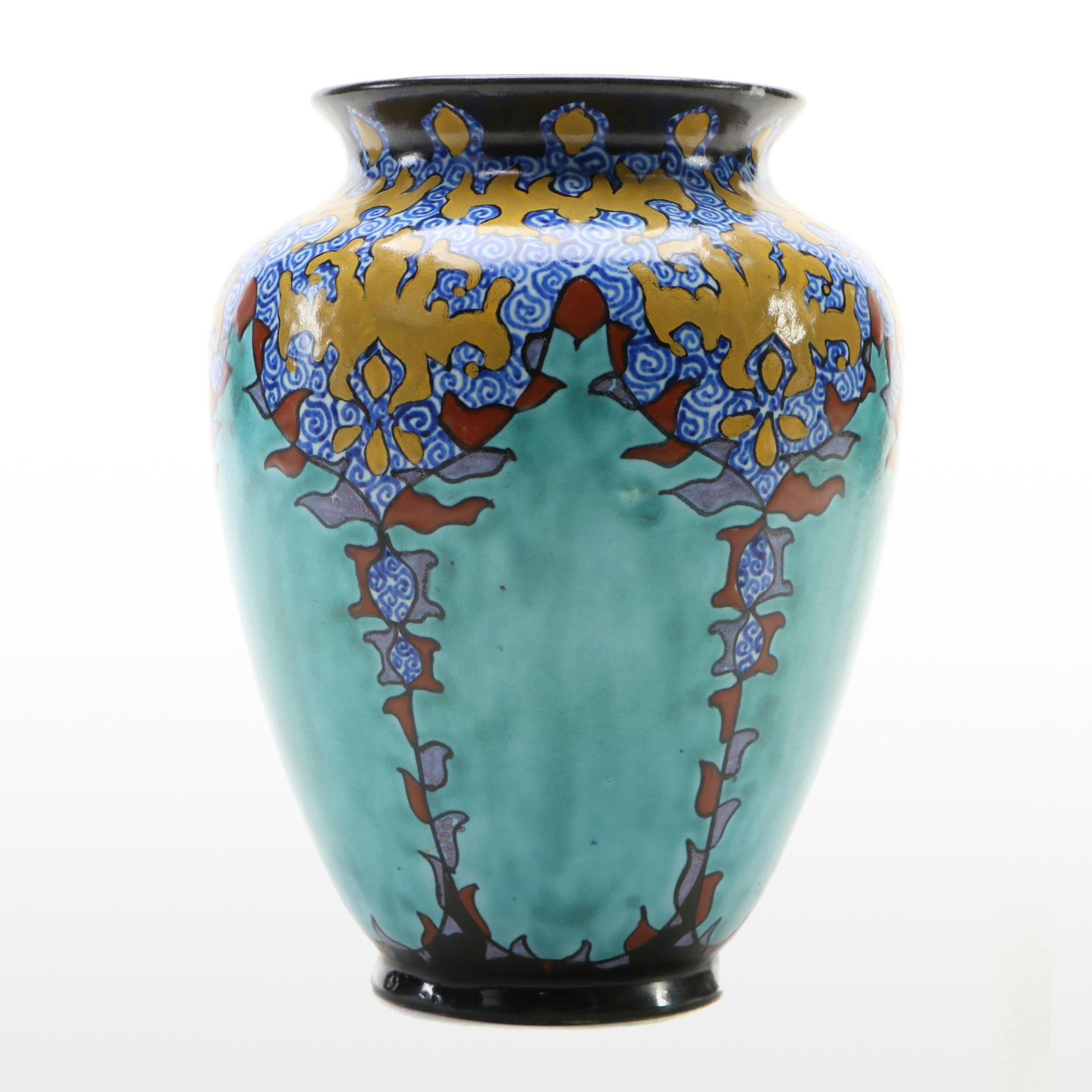 PZH Gouda Pottery Art Nouveau Style "Virginia" Vase, Early 20th Century